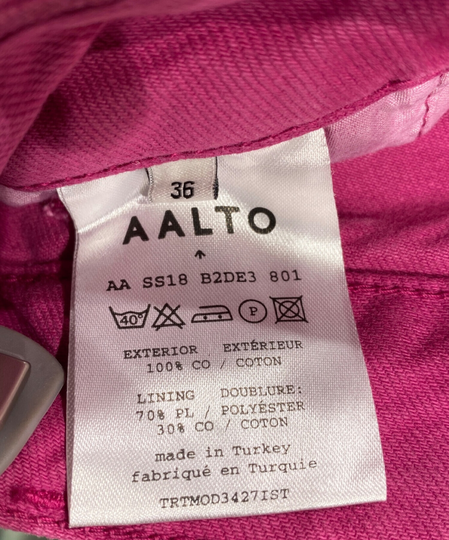 AALTO (アールト) カットオフデニムパンツ ショッキングピンク×イエロー サイズ:36 未使用品