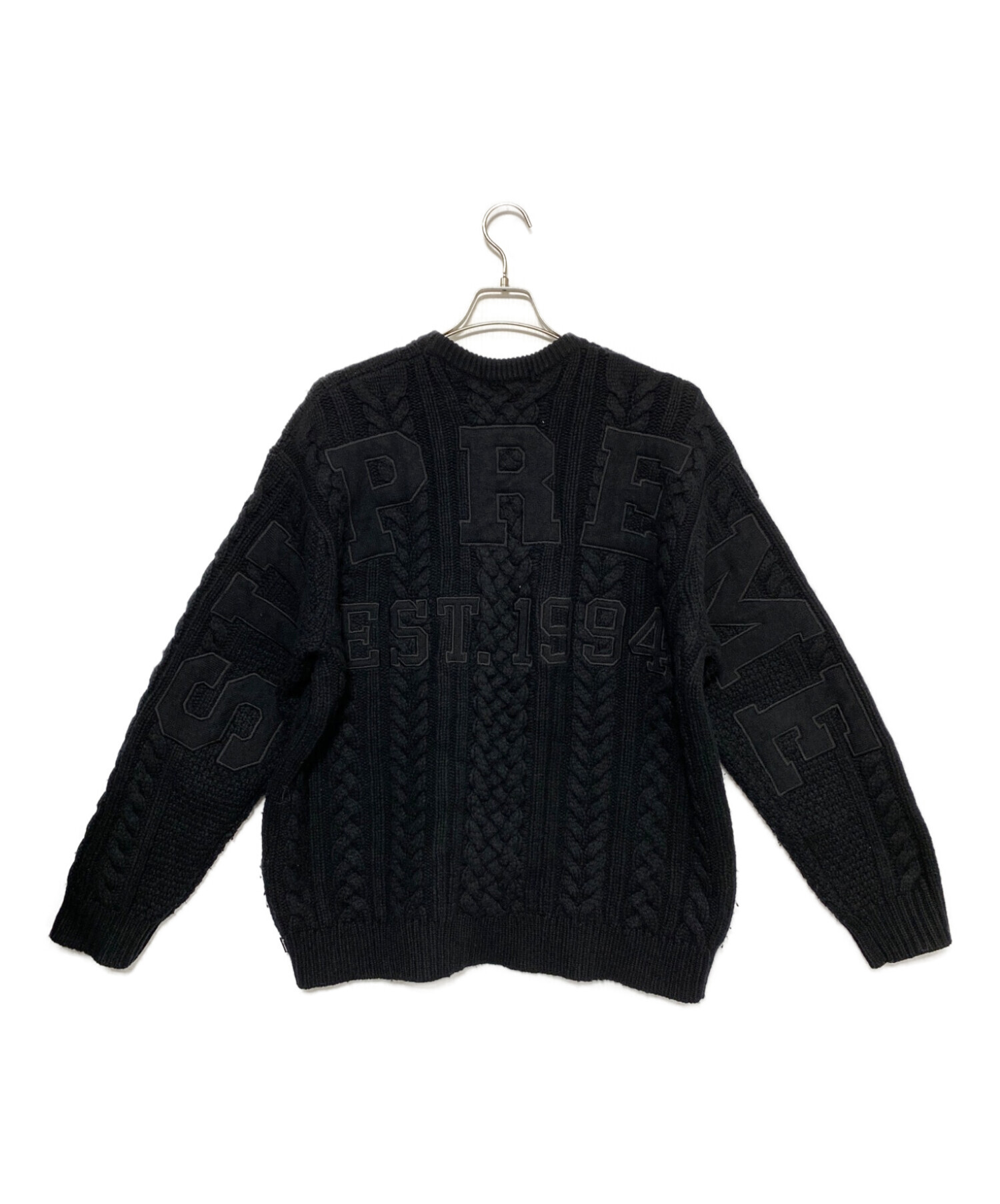 ニット/セーターSupreme Applique Cable Knit Sweater 黒 XL - www ...