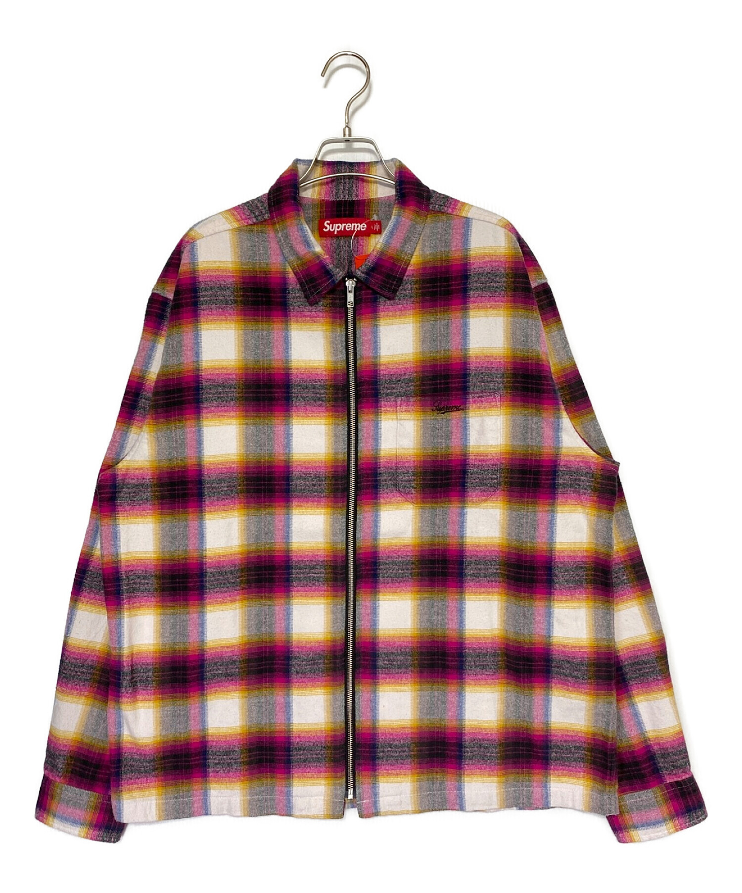 SUPREME (シュプリーム) Shadow Plaid Flannel ZipUp Shirt ショッキングピンク サイズ:L