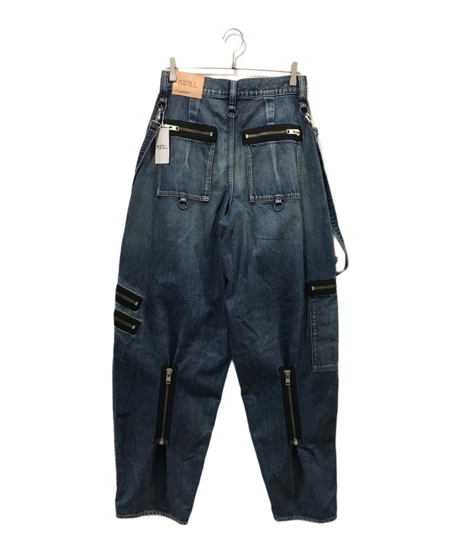 KIDILL (キディル) MINED DENIM WIDE ZIP &STRAPS DENIM PANTS DISTRESSED DENI  インディゴ サイズ:L