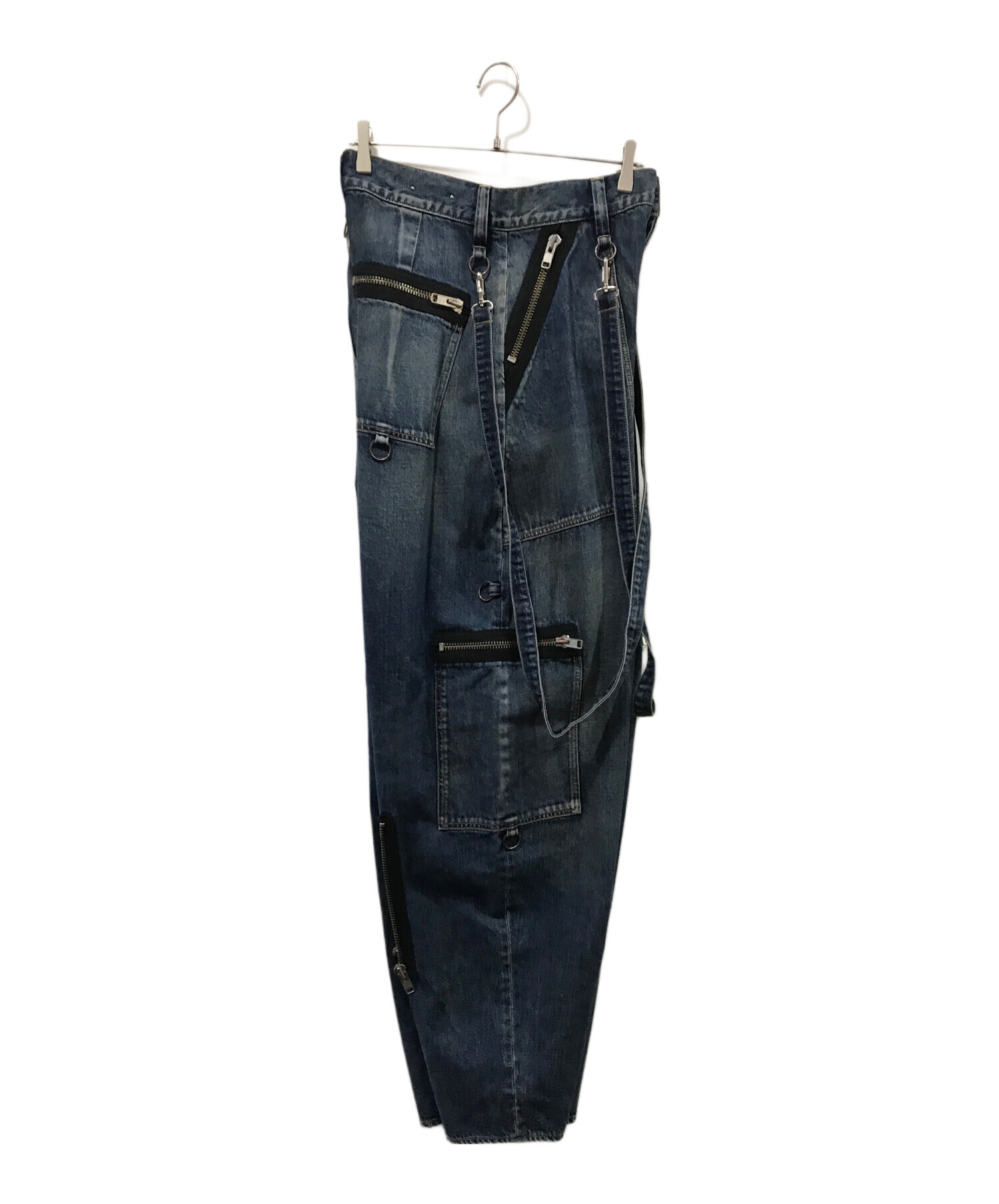 KIDILL (キディル) MINED DENIM WIDE ZIP &STRAPS DENIM PANTS DISTRESSED DENI  インディゴ サイズ:L