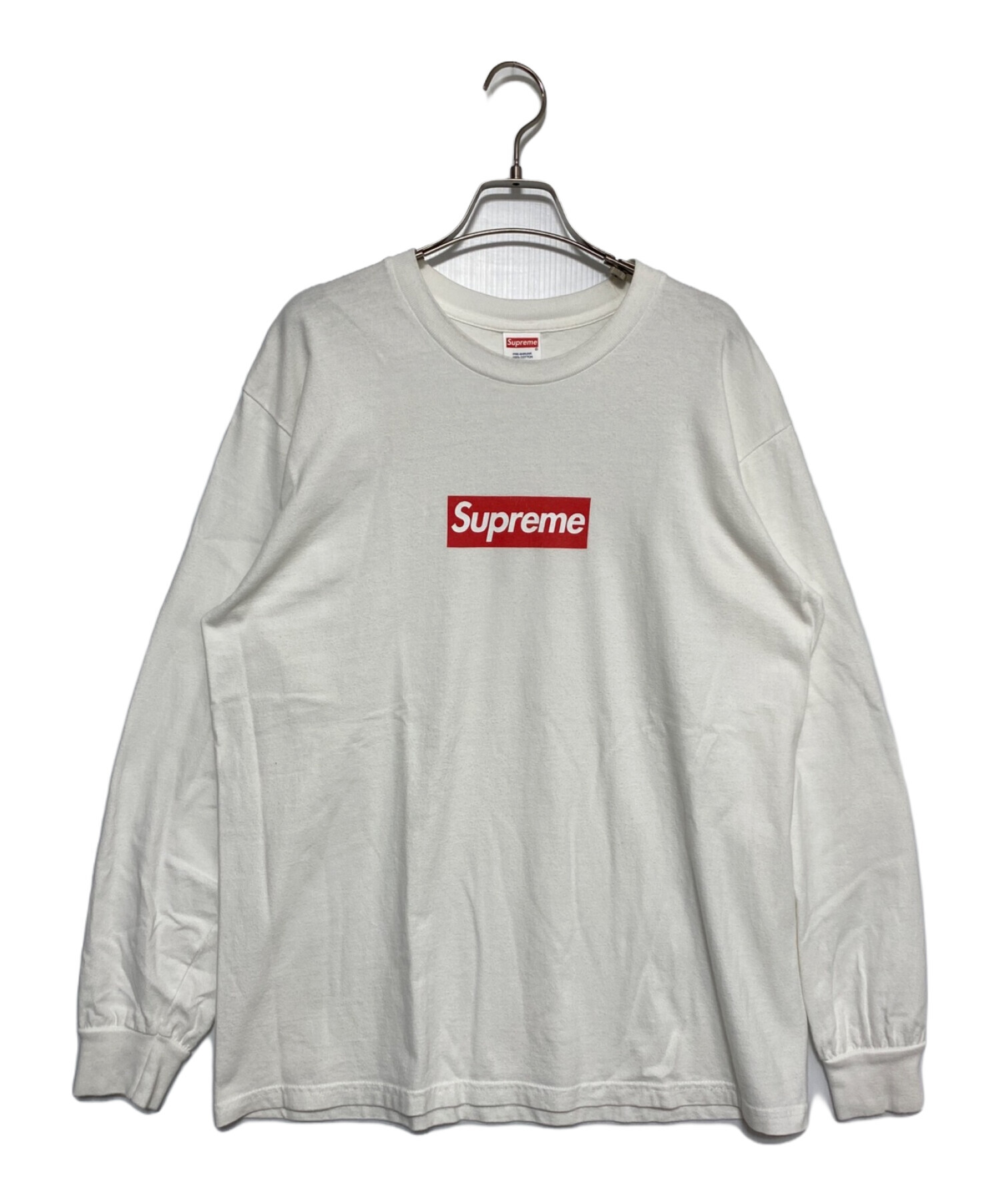 国産高品質SUPREME Box Logo L/S Tee ホワイト XLサイズ Tシャツ/カットソー(七分/長袖)