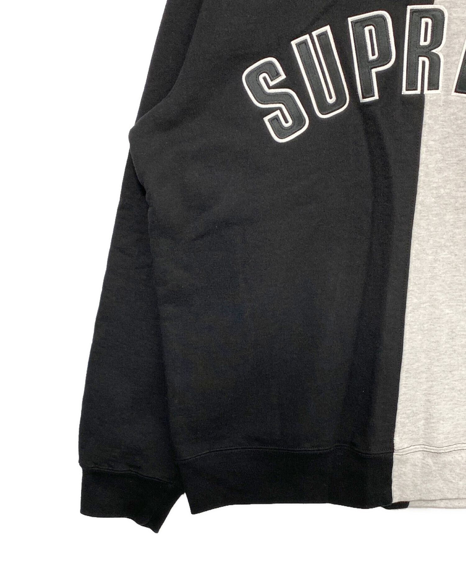 SUPREME (シュプリーム) Split Crewneck Sweatshirt グレー×ブラック サイズ:L