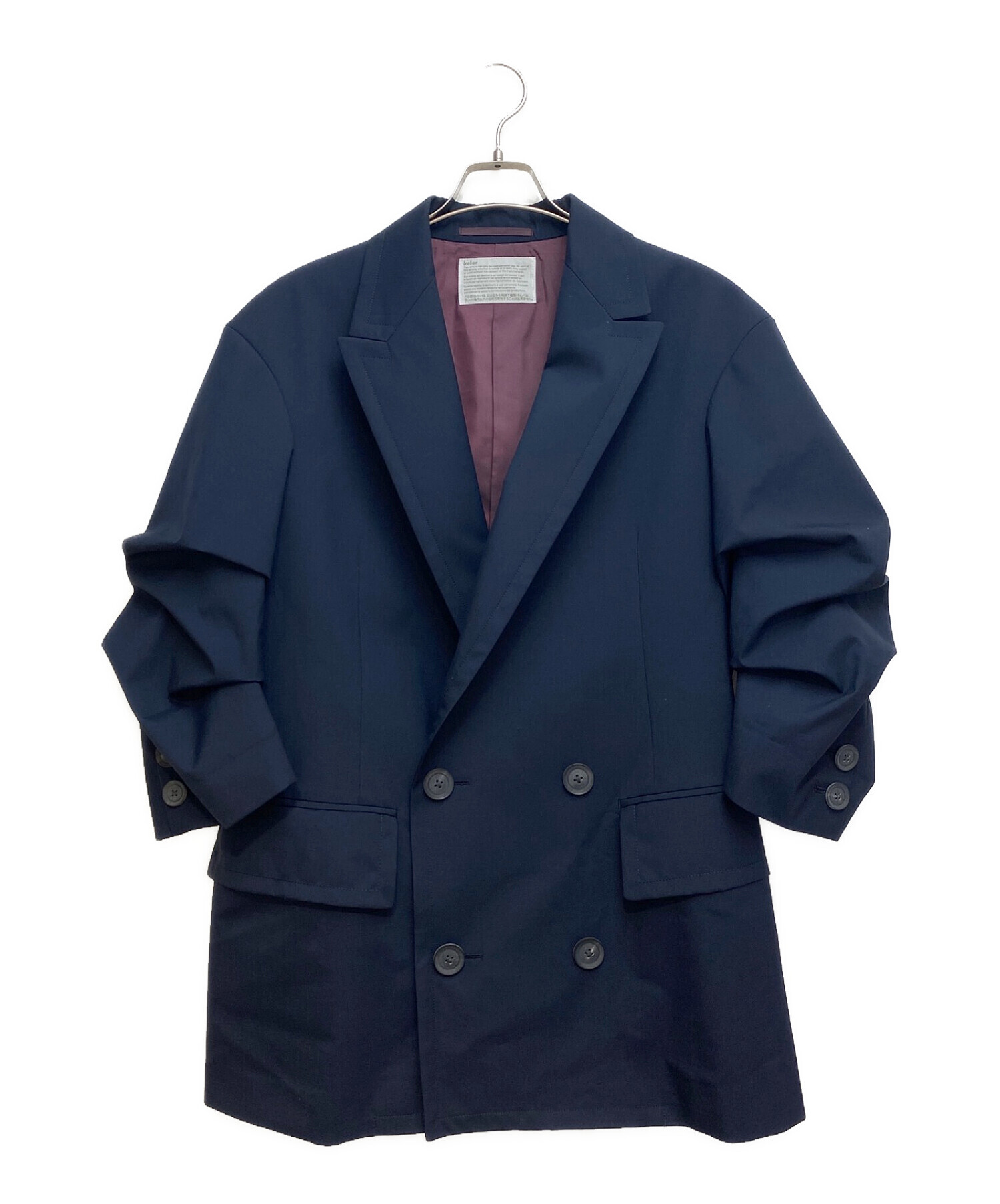 KOLOR (カラー) 23AW Sleeve Up Design Double Breasted Tailored Jacket  （スリーブアップデザインダブルブレストテーラードジャケット） ネイビー サイズ:2