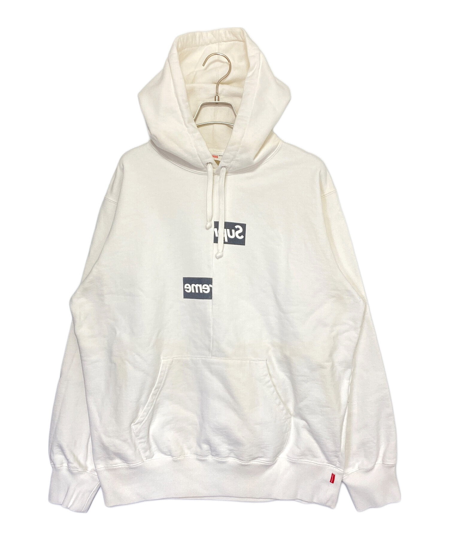 SUPREME (シュプリーム) COMME des GARCONS SHIRT (コムデギャルソンシャツ) Split Box Logo  Hooded Sweatshirt ホワイト サイズ:L