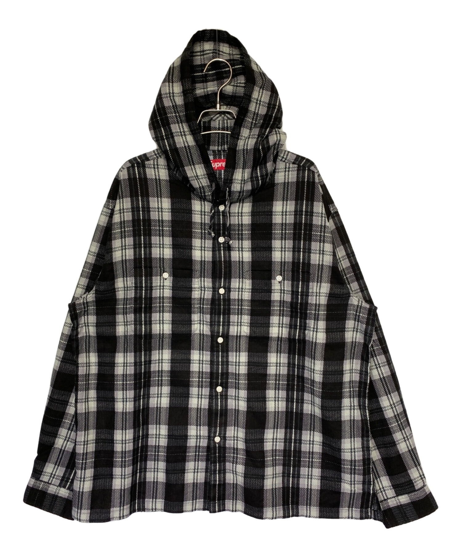 SUPREME (シュプリーム) Printed Hooded Flannel Shirt ブラック サイズ:L
