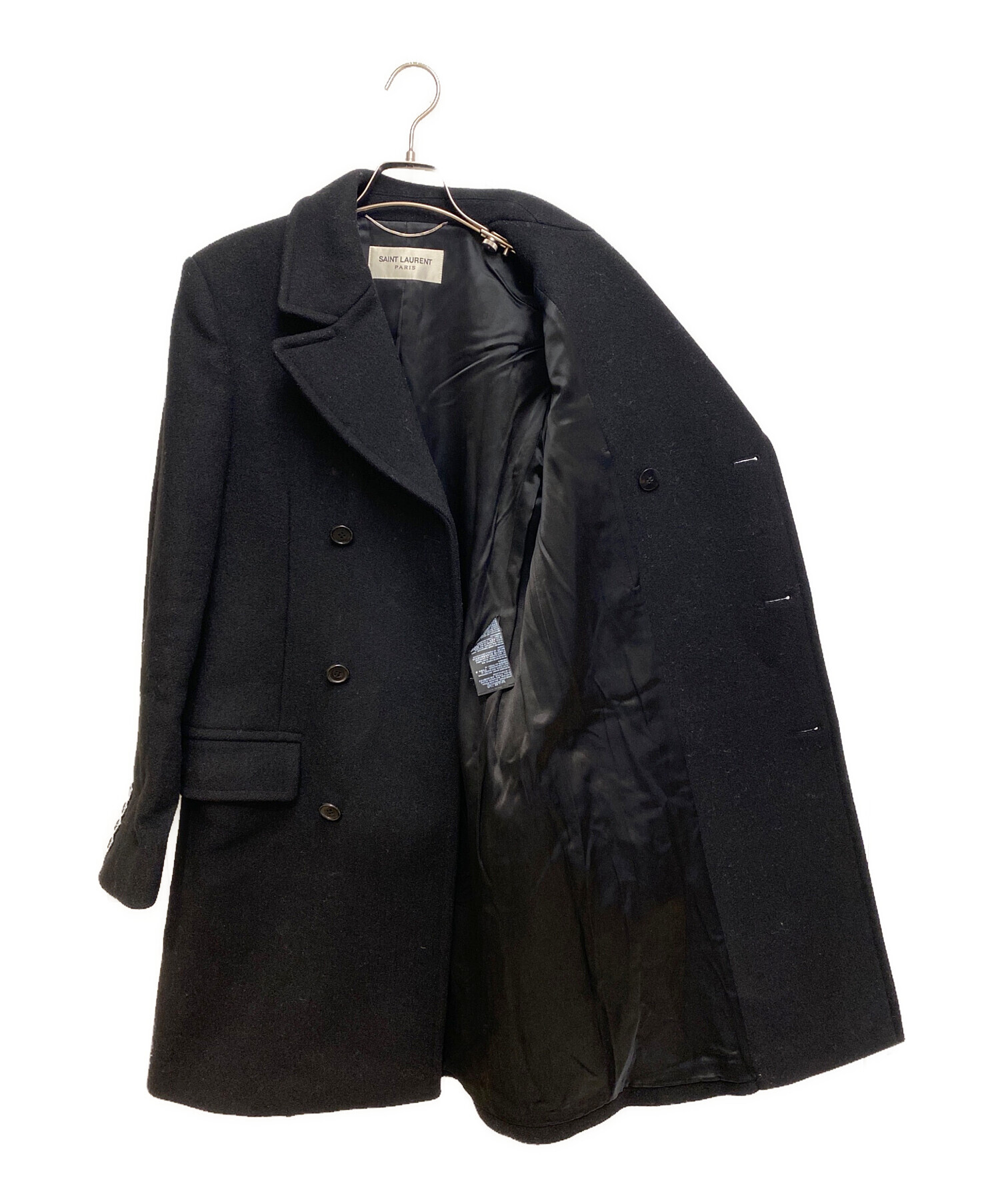 中古・古着通販】Saint Laurent Paris (サンローランパリ) Wool Chester Coat (ウールチェスターコート) ブラック  サイズ:46｜ブランド・古着通販 トレファク公式【TREFAC FASHION】スマホサイト