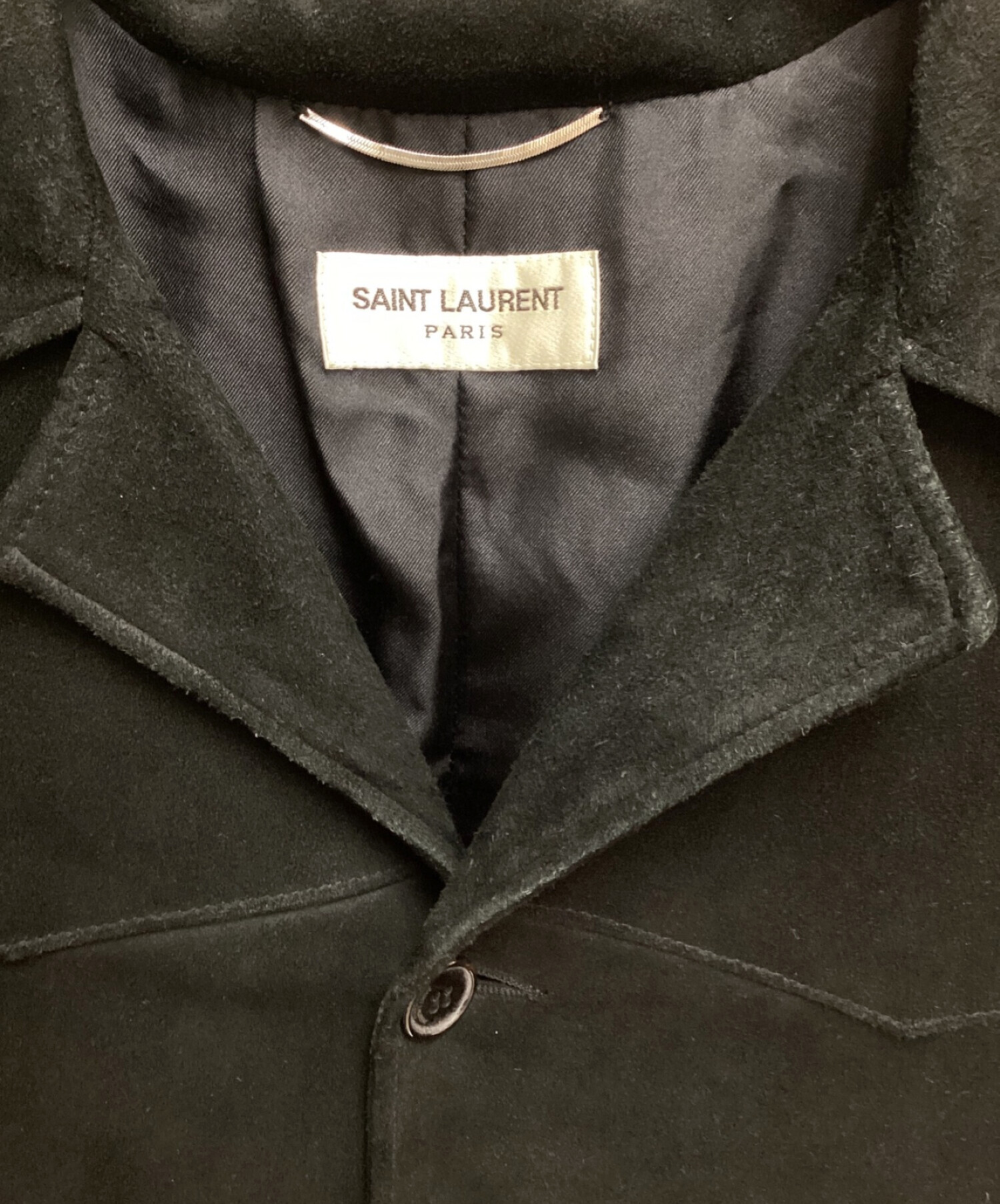 Saint Laurent Paris (サンローランパリ) スウェードトラッパーレザージャケット/13AW/エディ期/Archive ブラック  サイズ:44