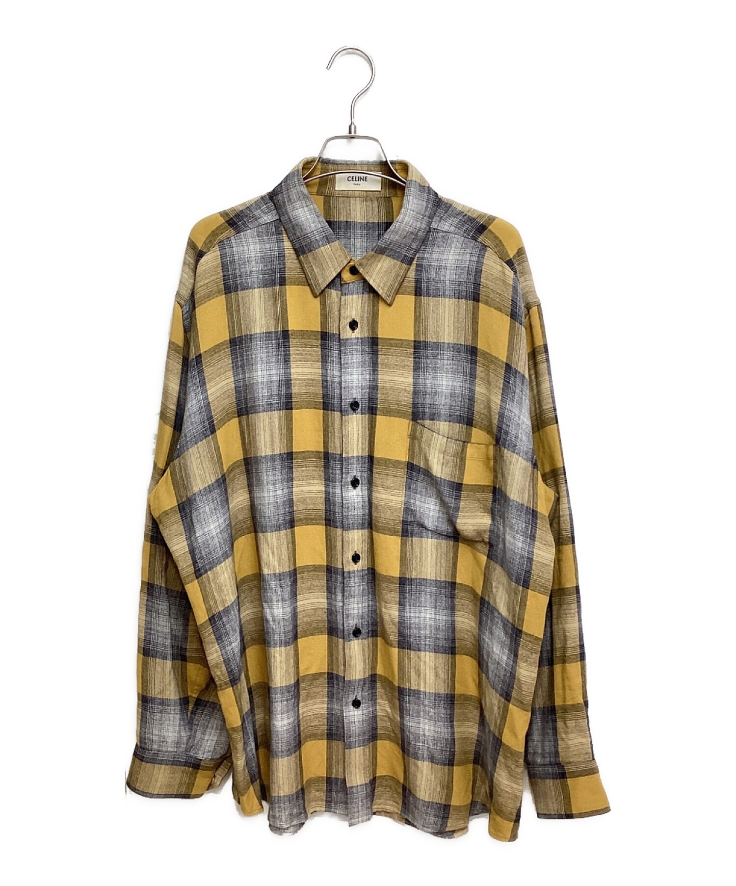 CELINE (セリーヌ) Loose Shirt Check Rayon（ルーズシャツチェックレーヨン） マスタード サイズ:39