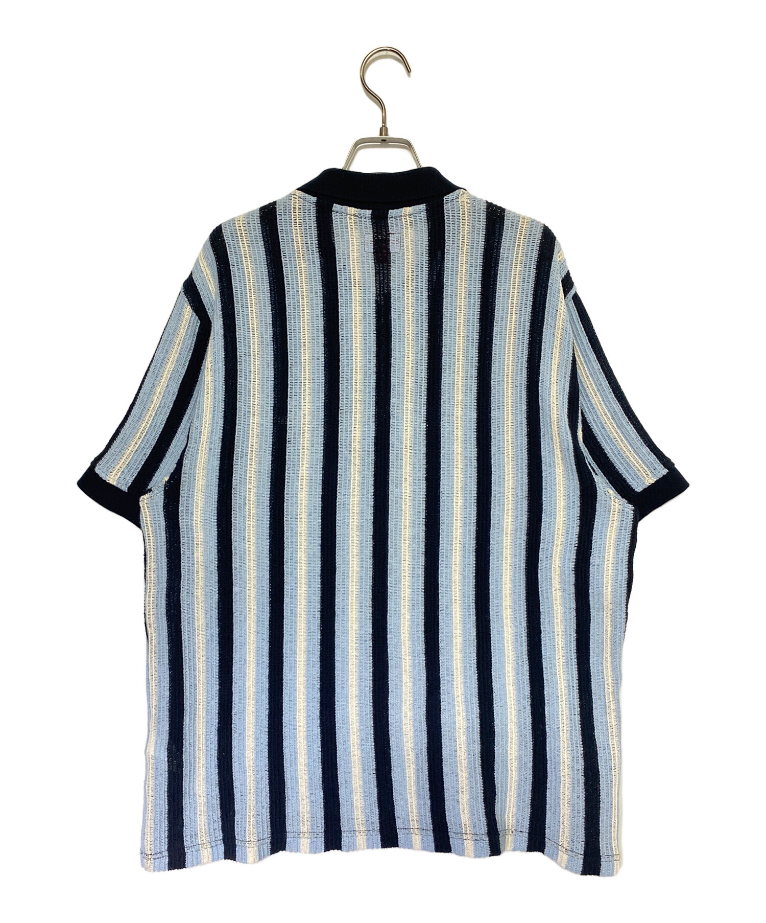 SUPREME (シュプリーム) Open Knit Stripe Zip Polo スカイブルー サイズ:L