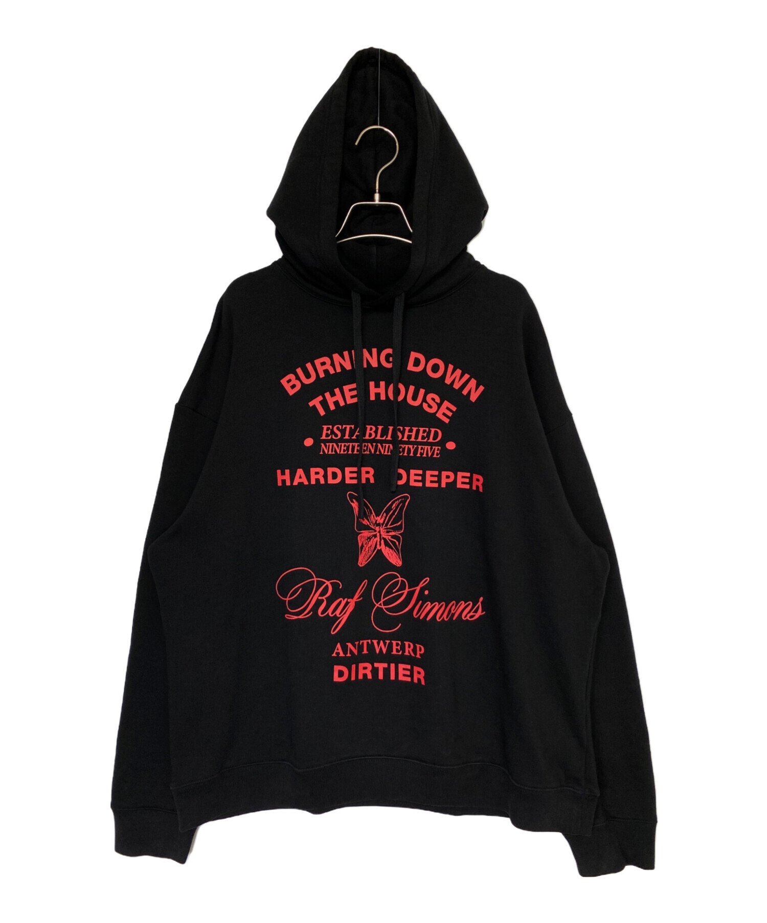 RAF SIMONS (ラフシモンズ) Burning Down Hoodie ブラック サイズ:L