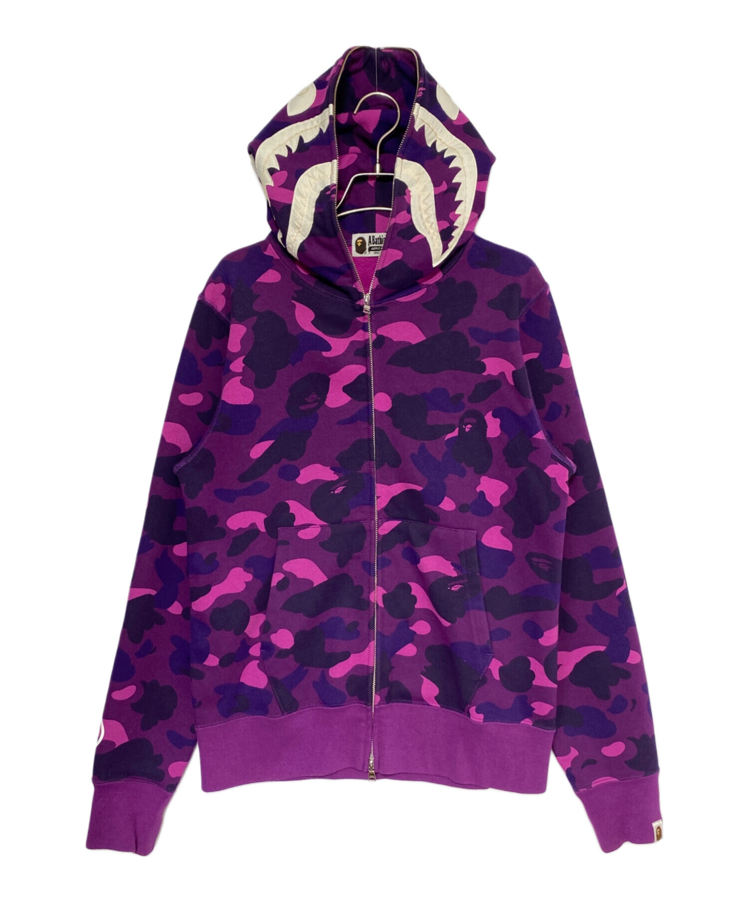 A BATHING APE (アベイシングエイプ) SHARK FULL ZIP HOODIE パープル サイズ:M