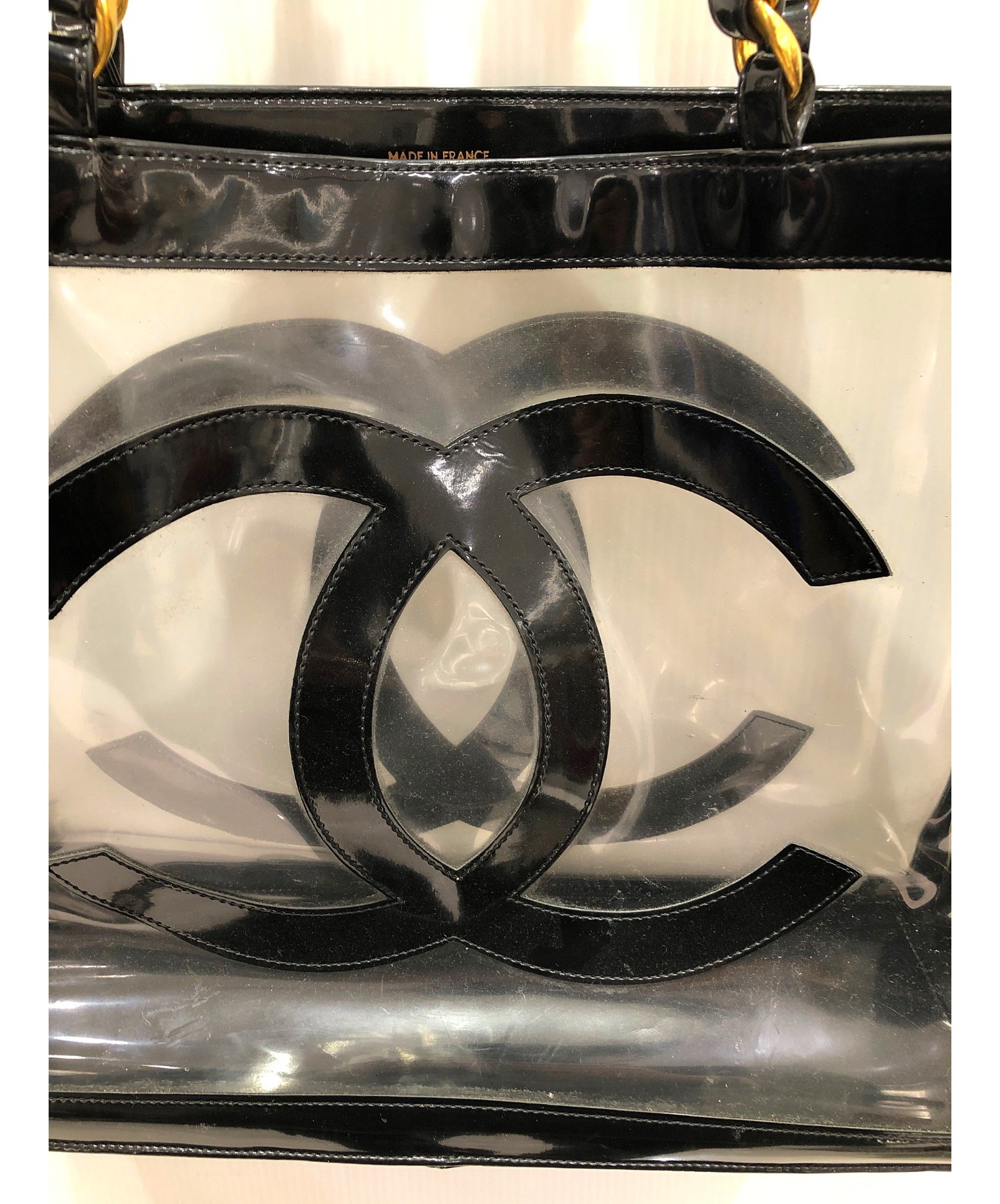 中古・古着通販】CHANEL (シャネル) クリアトートバッグ ブラック