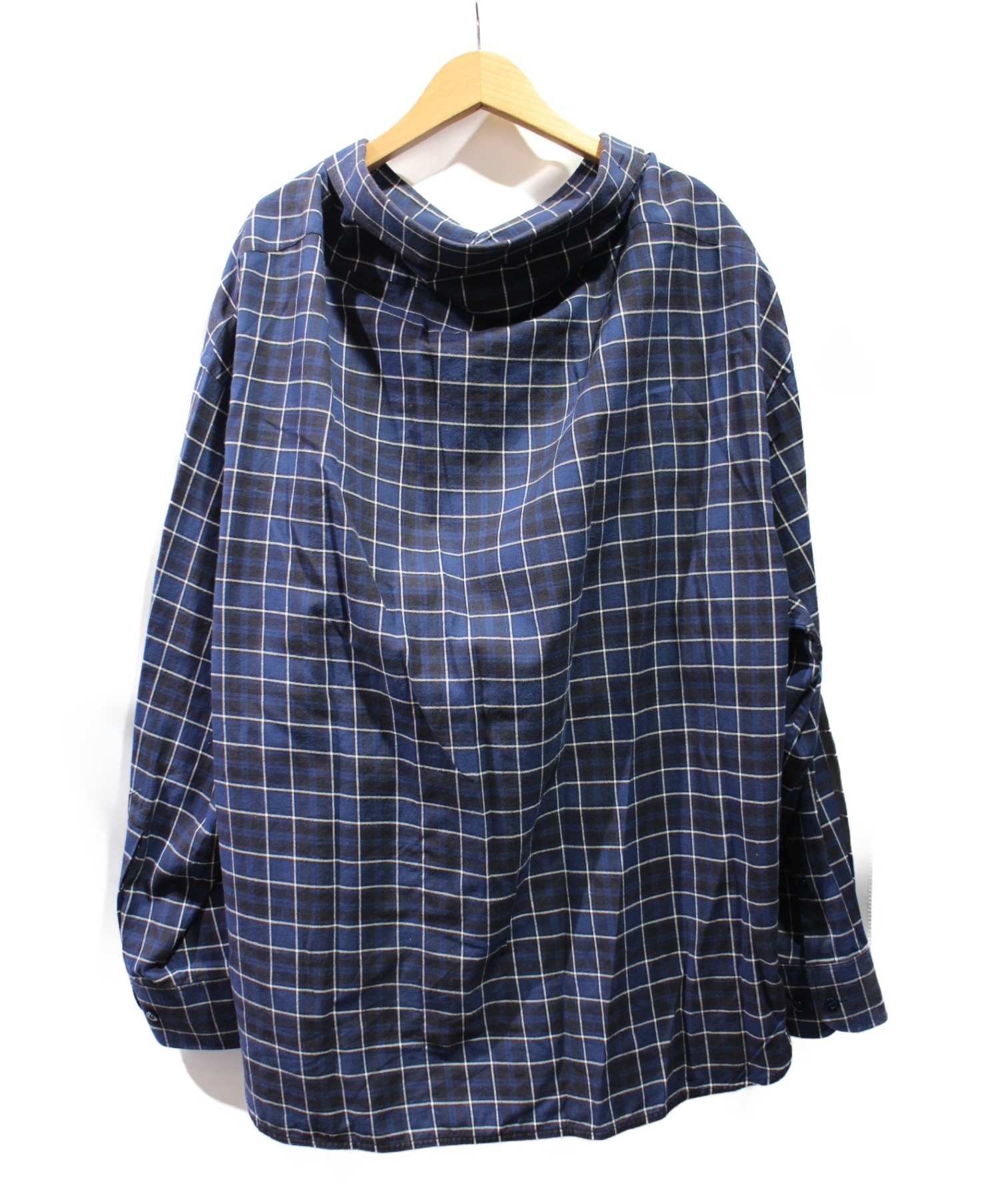 BALENCIAGA (バレンシアガ) オーバーサイズチェックシャツ ブルー サイズ:40