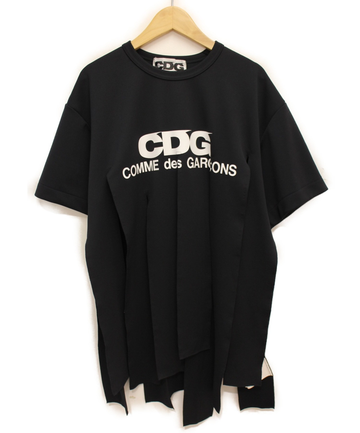CDG (シーディージー) 短冊Tシャツ ブラック サイズ:XXL