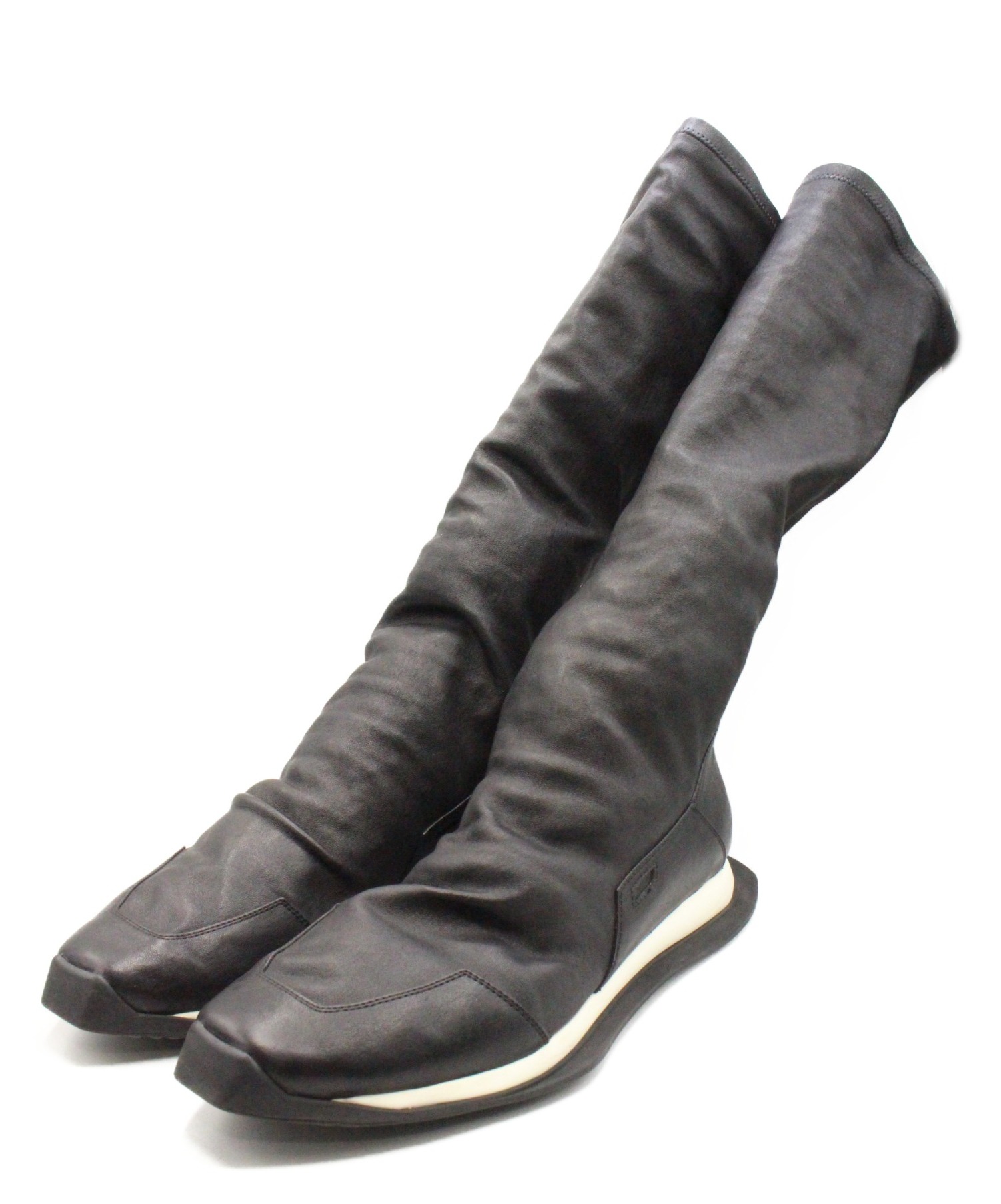 RICK OWENS (リックオウエンス) OBLIQUE RUNNER STRETCH SOCK ブラック サイズ:43