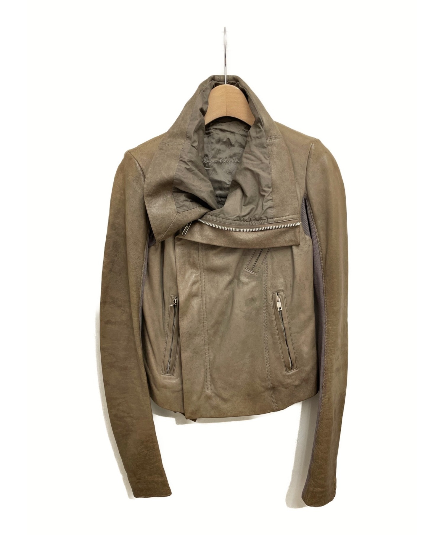 RICK OWENS (リックオウエンス) CLASSIC BIKER JACKET WITH HIGH ブラウン サイズ:40