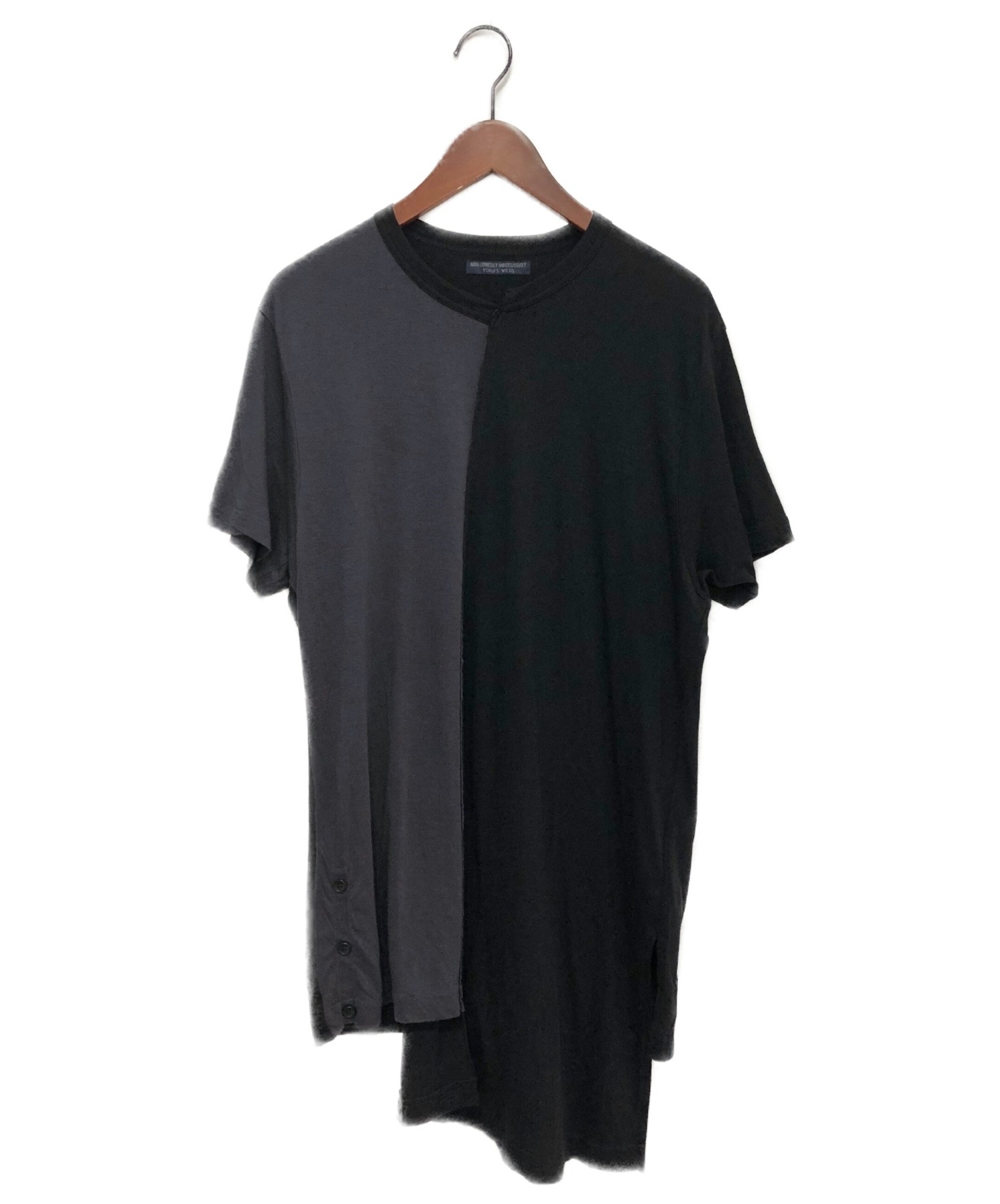 REGULATION Yohji Yamamoto (レギュレーションヨウジヤマモト) レイヤードTシャツ ブラック×グレー サイズ:3