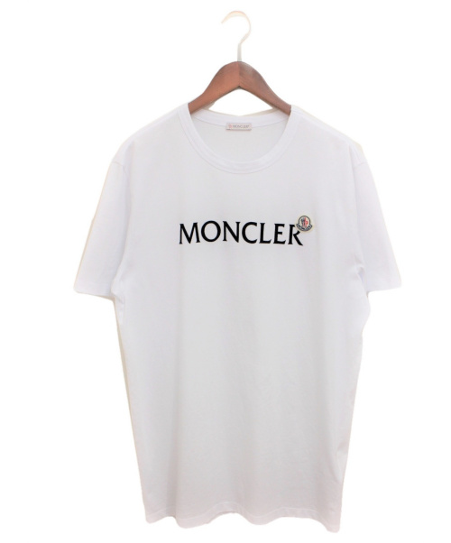 146 MONCLER ホワイト ロゴ クルーネック Tシャツ size XL