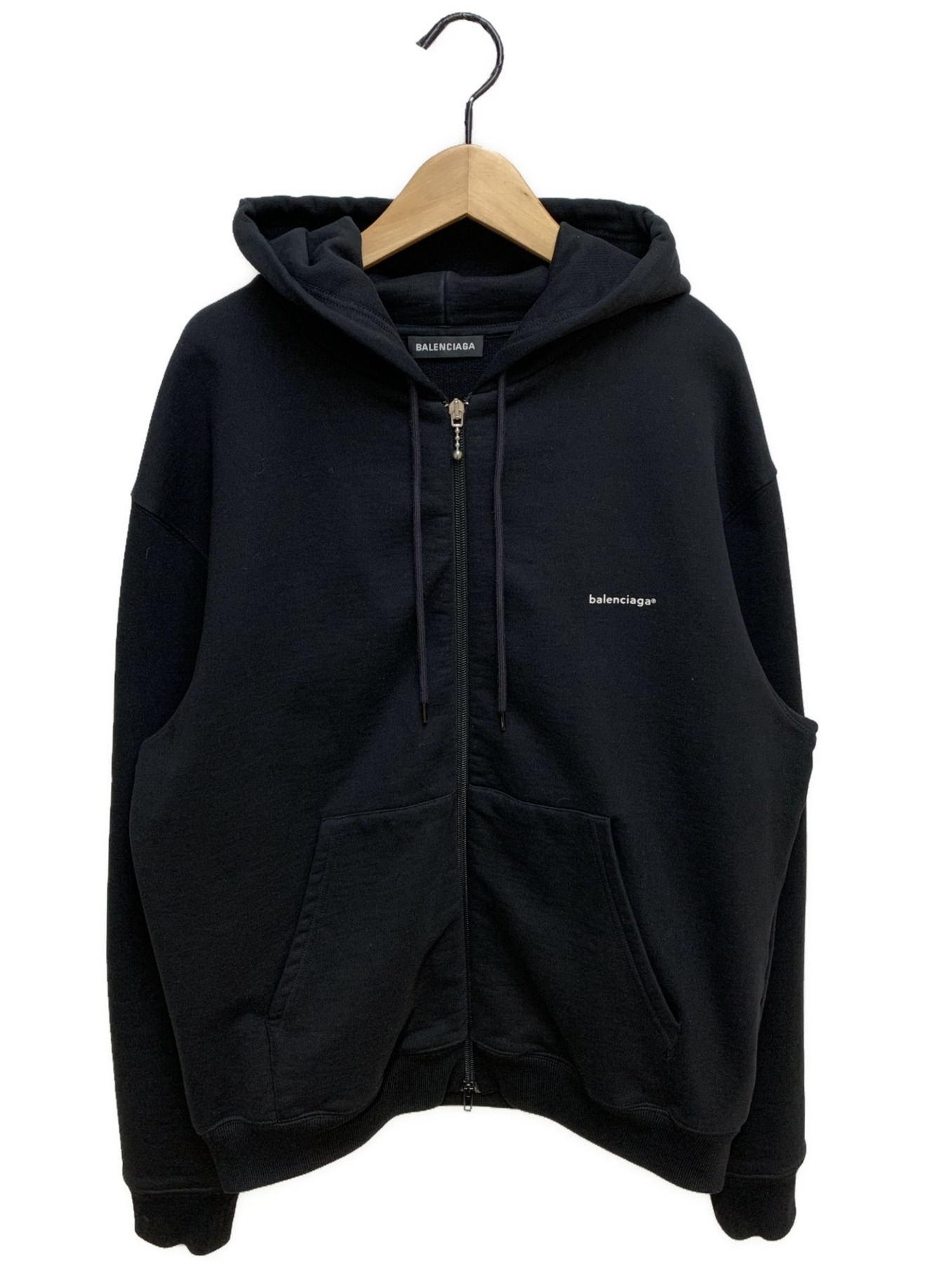 中古・古着通販】BALENCIAGA (バレンシアガ) ロゴプリント ジップパーカー ブラック サイズ:L｜ブランド・古着通販  トレファク公式【TREFAC FASHION】スマホサイト