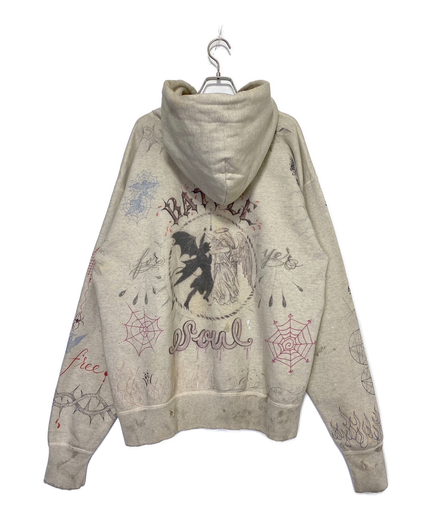 SAINT MICHAEL (セントマイケル) HOODIE DR.WOO グレー サイズ:XL