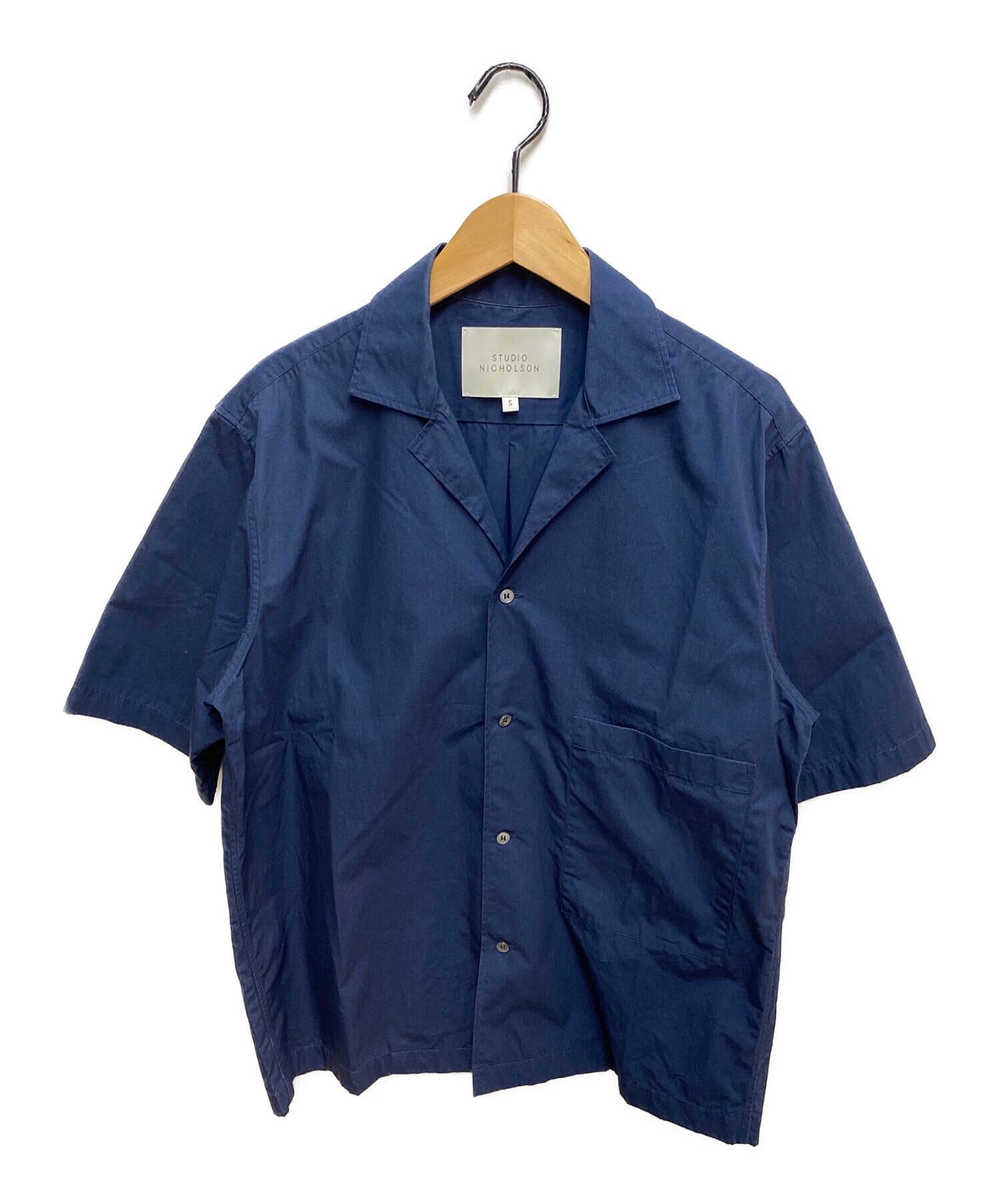 STUDIO NICHOLSON (スタジオニコルソン) SHORT SLEEVE CAMP COLLAR SHIRT ネイビー サイズ:S