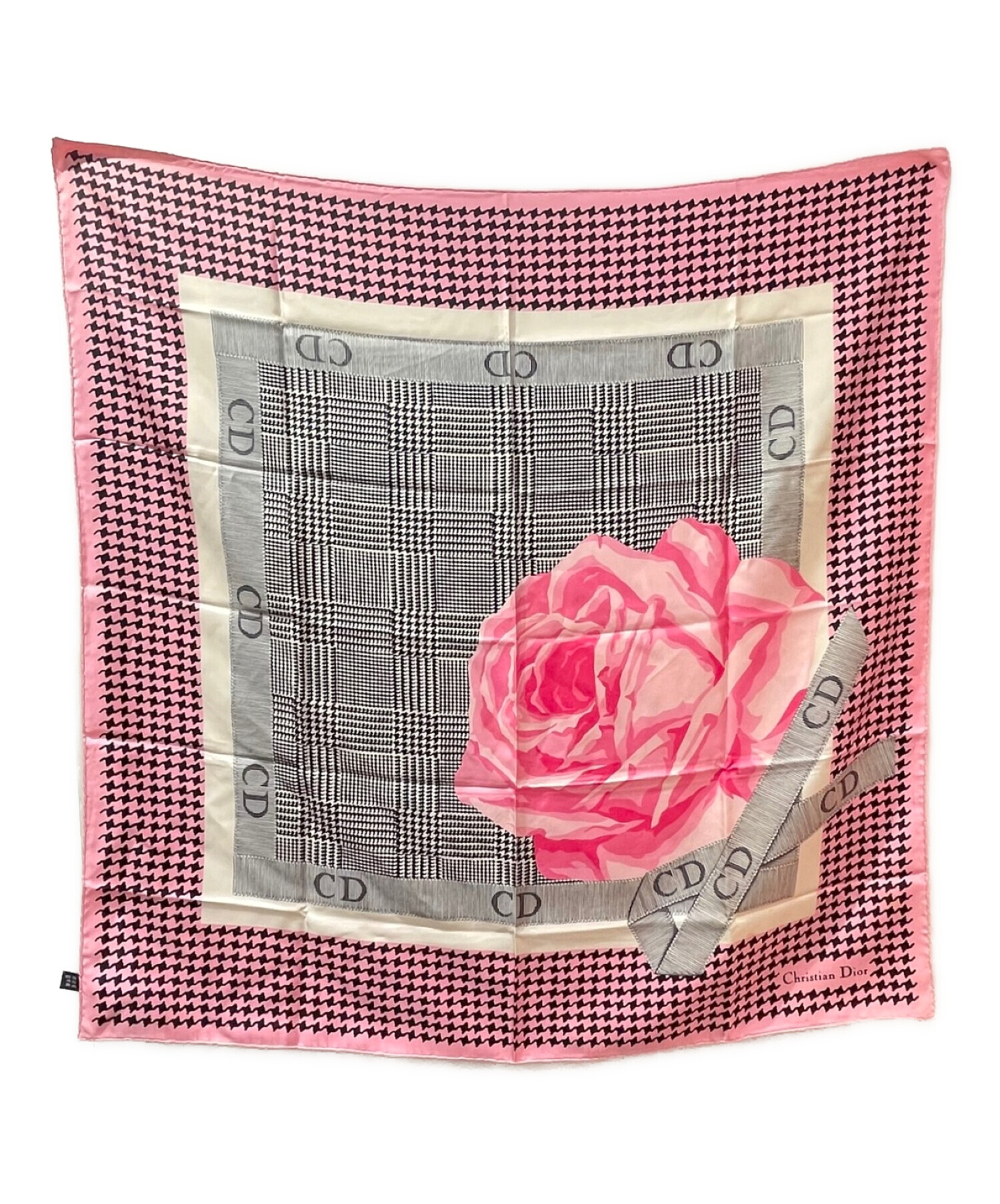 Christian Dior ピンク シルク スカーフ約84×86センチ - バンダナ/スカーフ