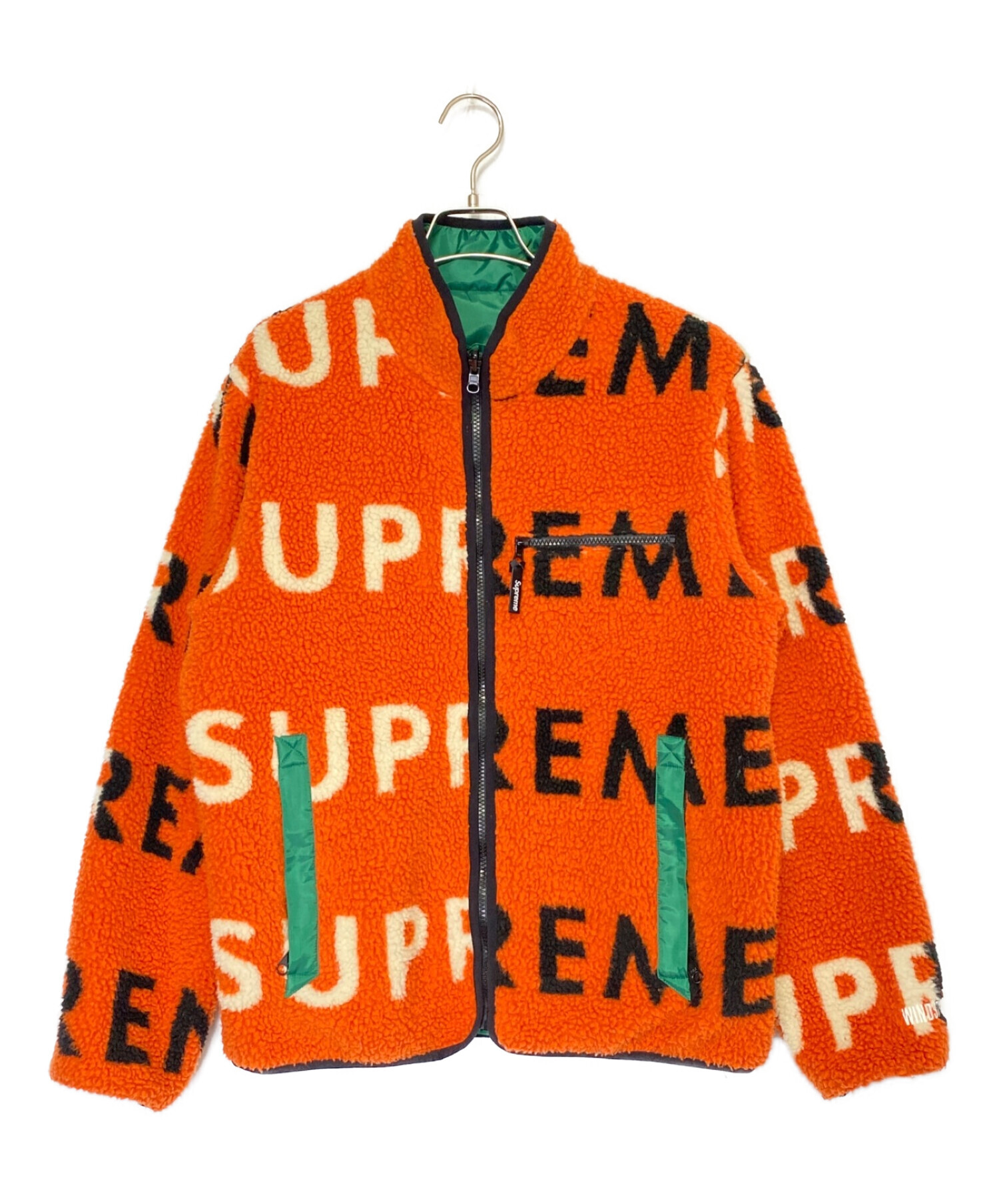 supreme reversible logo fleece jacket　M