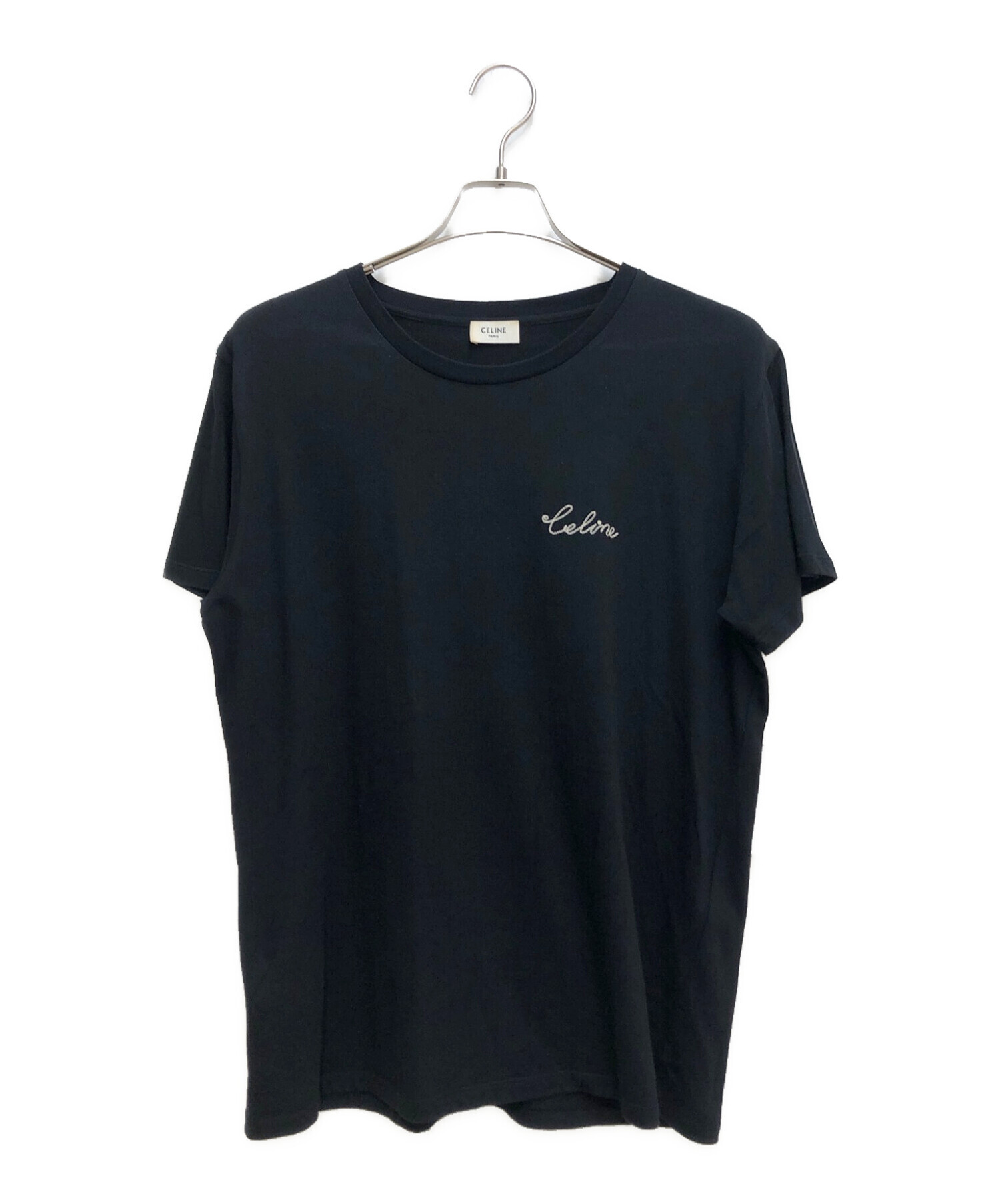 CELINE (セリーヌ) ロゴ刺繍Tシャツ ブラック サイズ:M