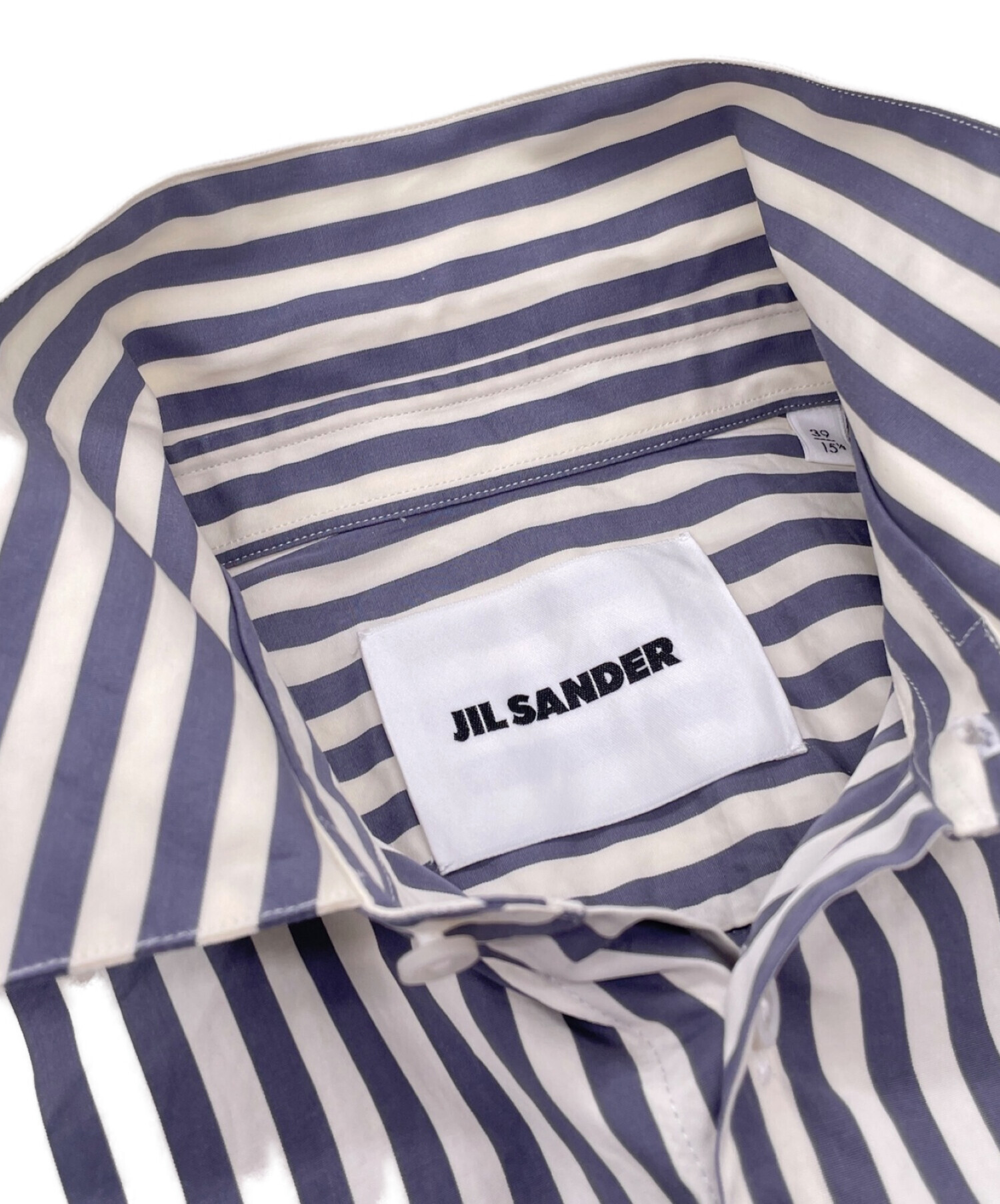 JIL SANDER (ジルサンダー) オーバーサイズストライプシャツ ホワイト×グレー サイズ:39