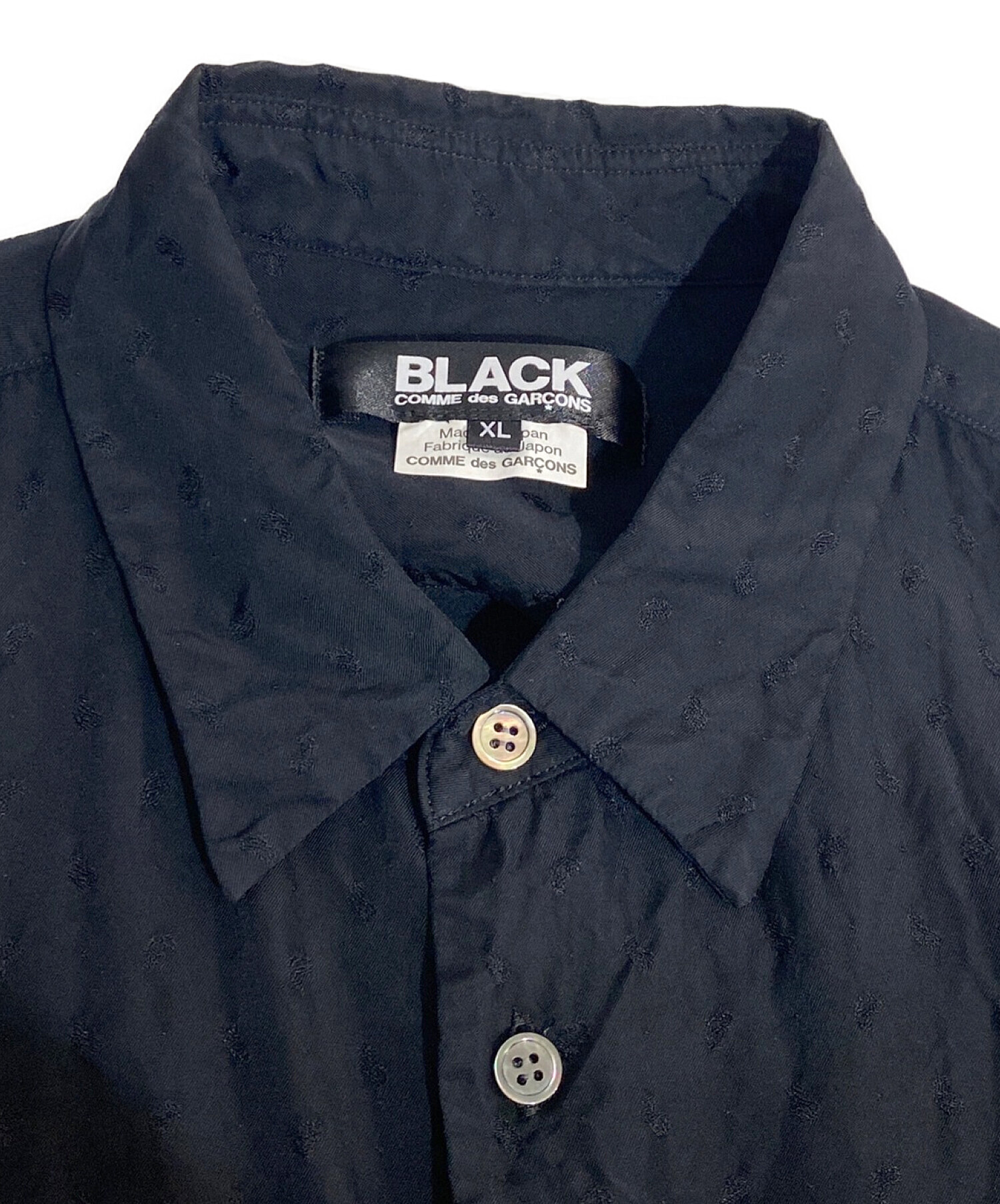 BLACK COMME des GARCONS (ブラックコムデギャルソン) ジャガートキュプラシャツ AD2021 ブラック サイズ:XL