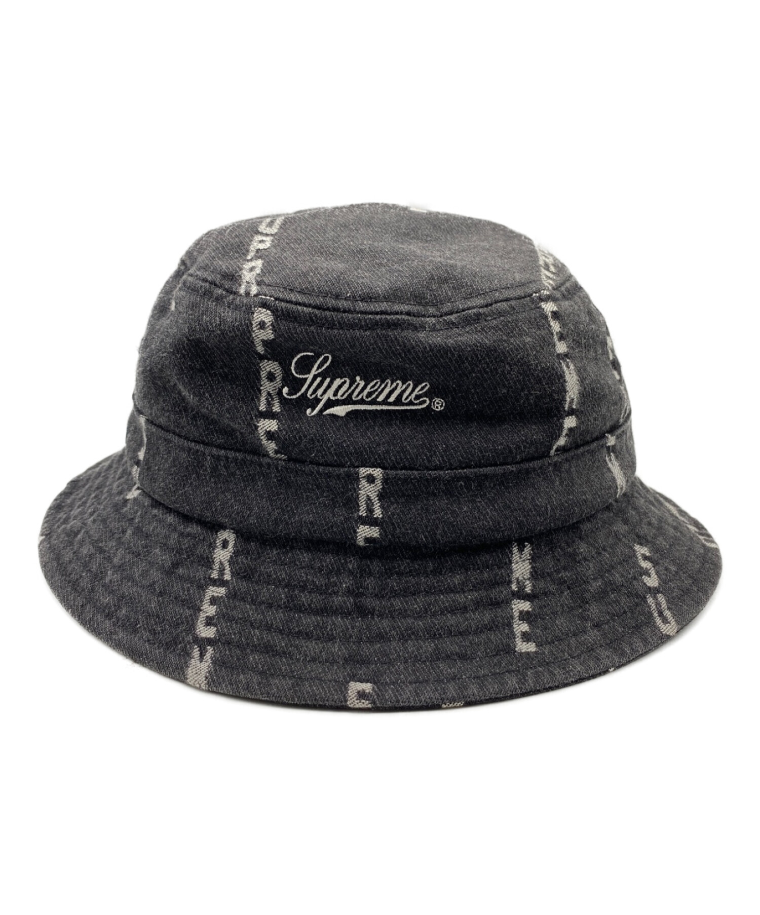 SUPREME (シュプリーム) Logo Stripe Jacquard Denim Crusher グレー サイズ:S/M