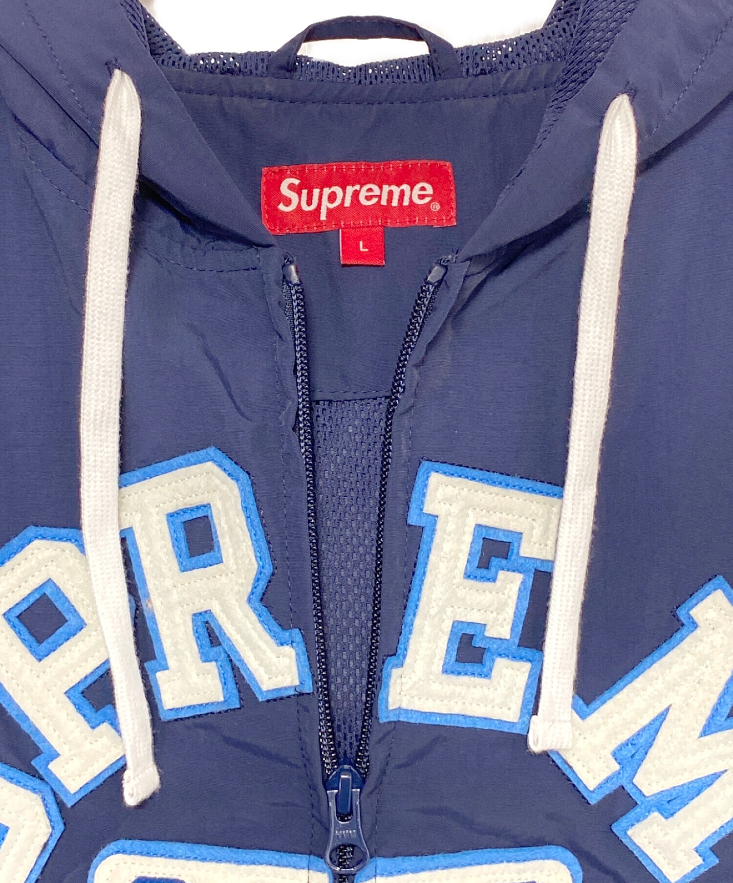 SUPREME (シュプリーム) Appliqué Hooded Track Jacket ネイビー サイズ:L