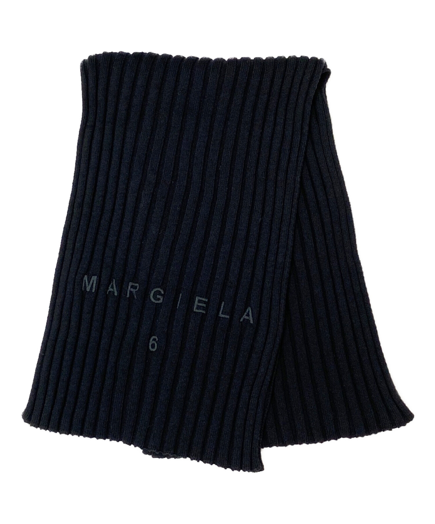 MM6 Maison Margiela (エムエムシックス メゾンマルジェラ) ロゴリブスカーフ ブラック 未使用品