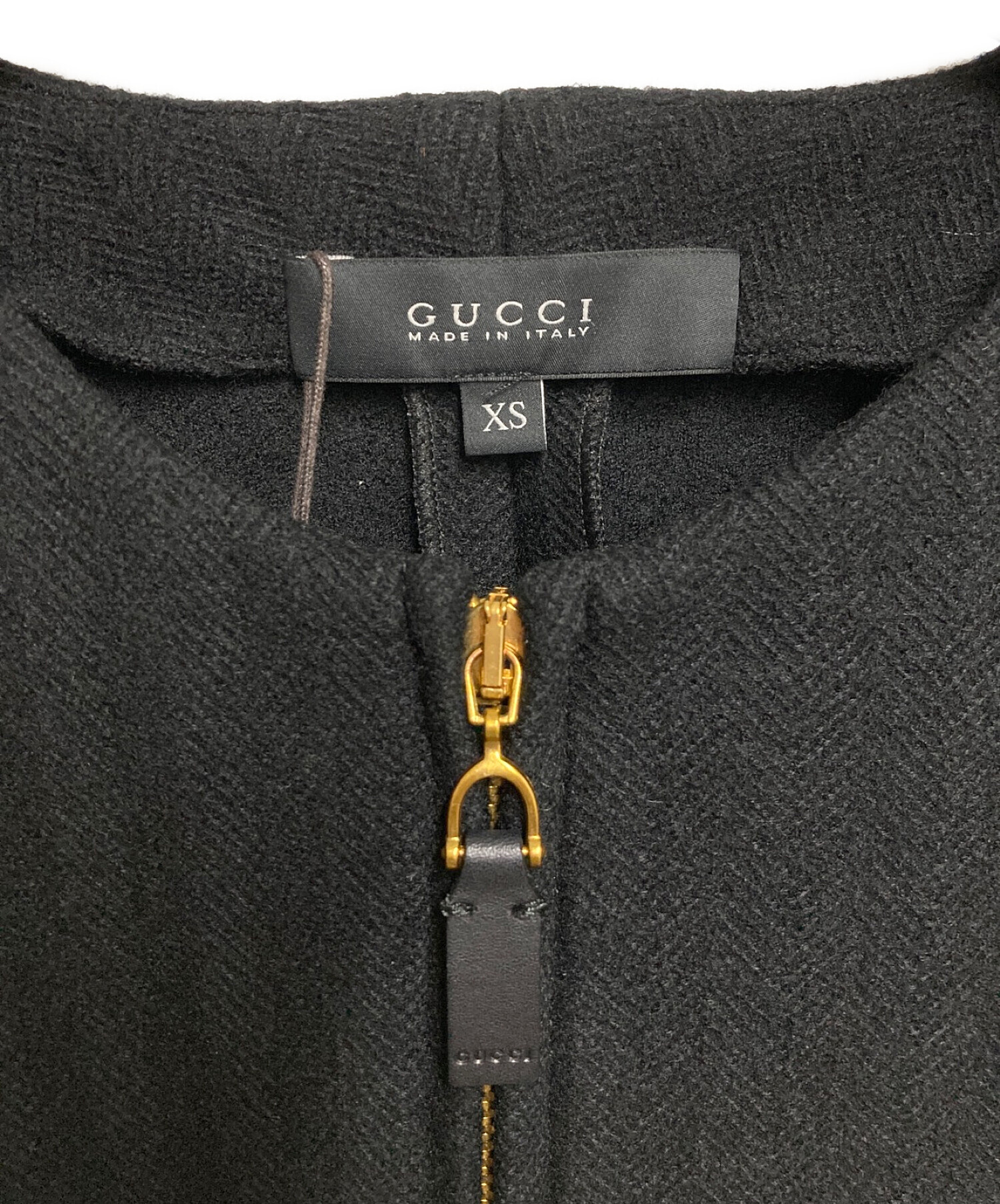 中古・古着通販】GUCCI (グッチ) ノーカラーウールジャケット ブラック