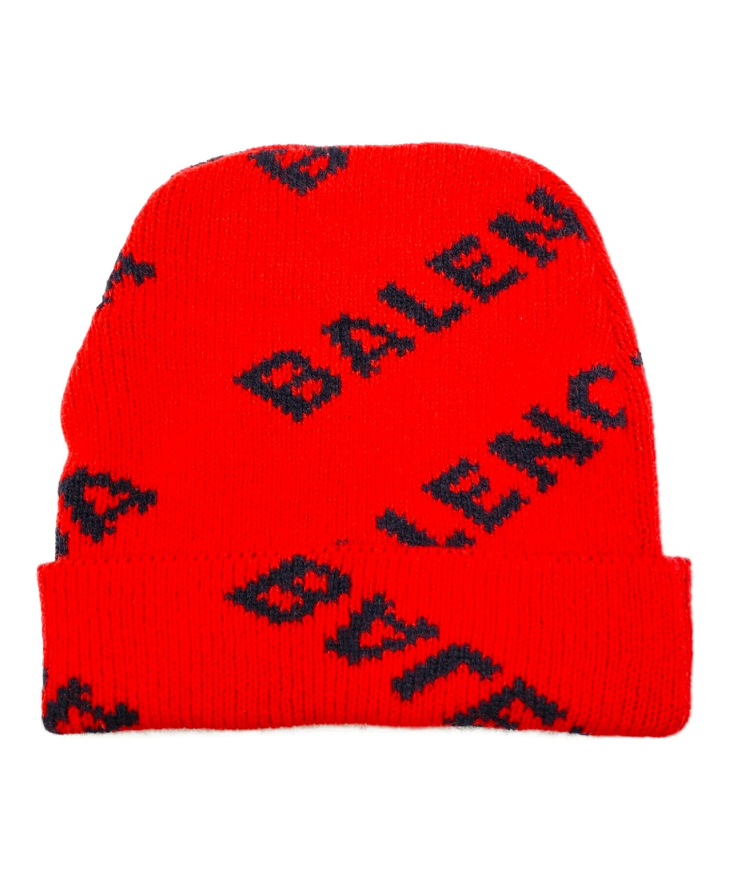 BALENCIAGA (バレンシアガ) ALL OVER LOGO BEENIE レッド サイズ:-