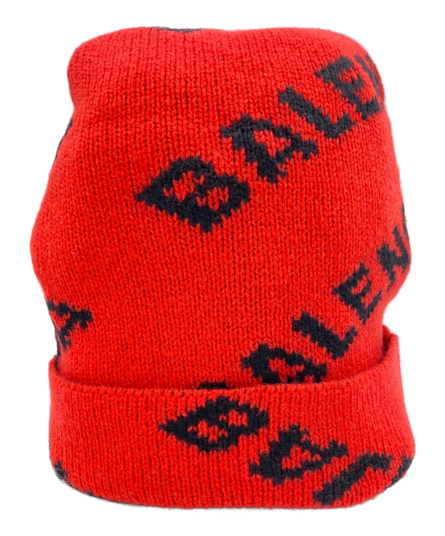 BALENCIAGA (バレンシアガ) ALL OVER LOGO BEENIE レッド サイズ:-