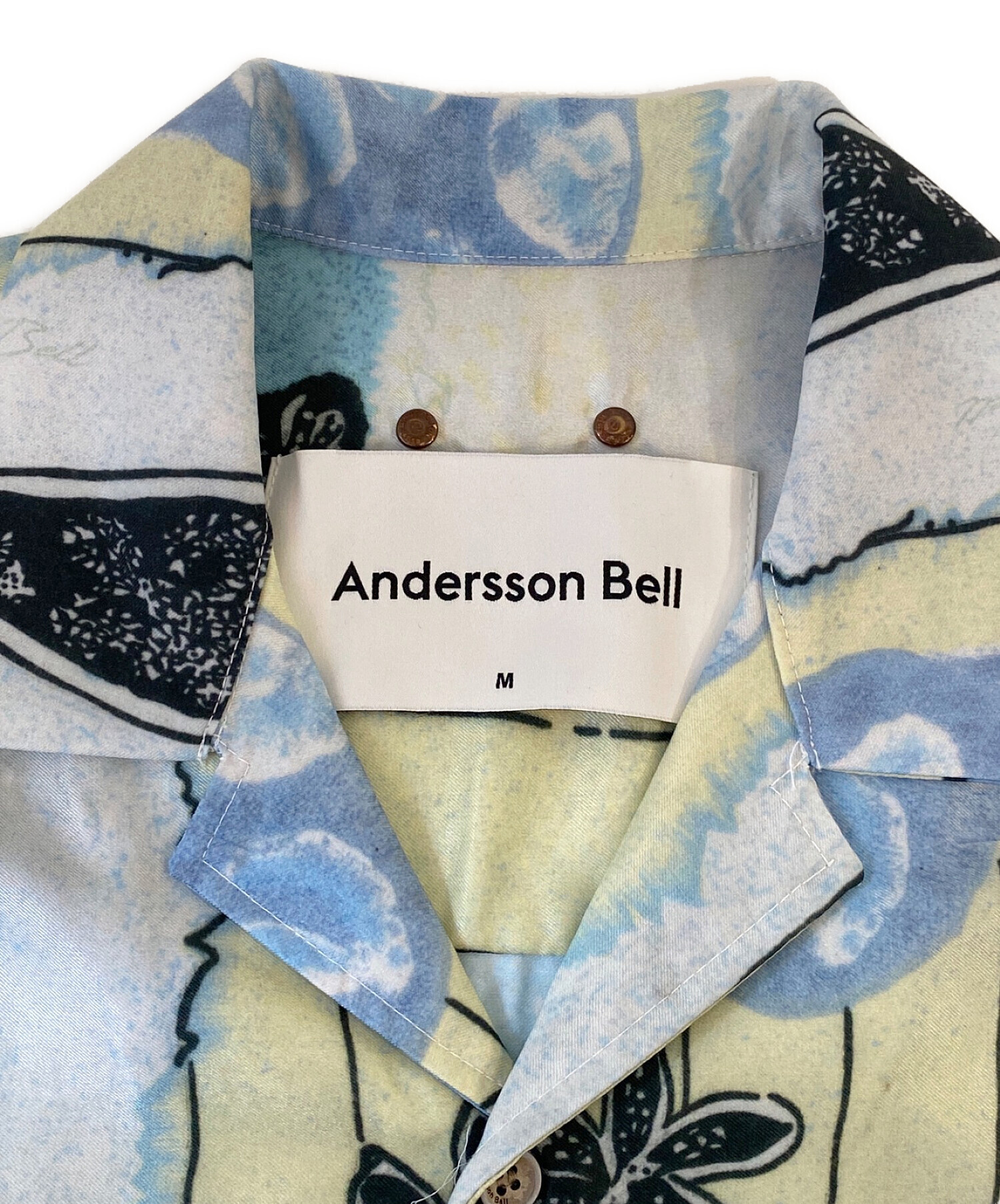 ANDERSSON BELL (アンダースンベル) フィッシュフラワー オープンカラーシャツ ブルー サイズ:M