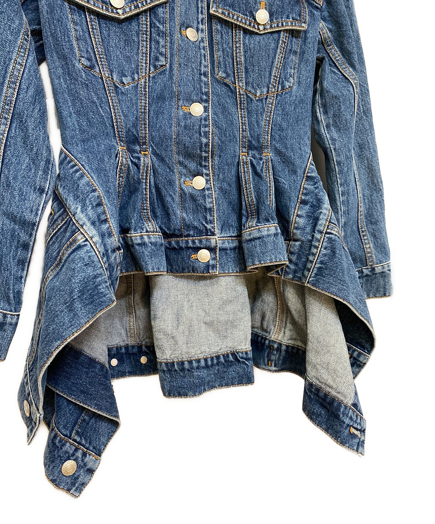 ALEXANDER McQUEEN (アレキサンダーマックイーン) Peplum Denim Jacket ブルー サイズ:36 未使用品