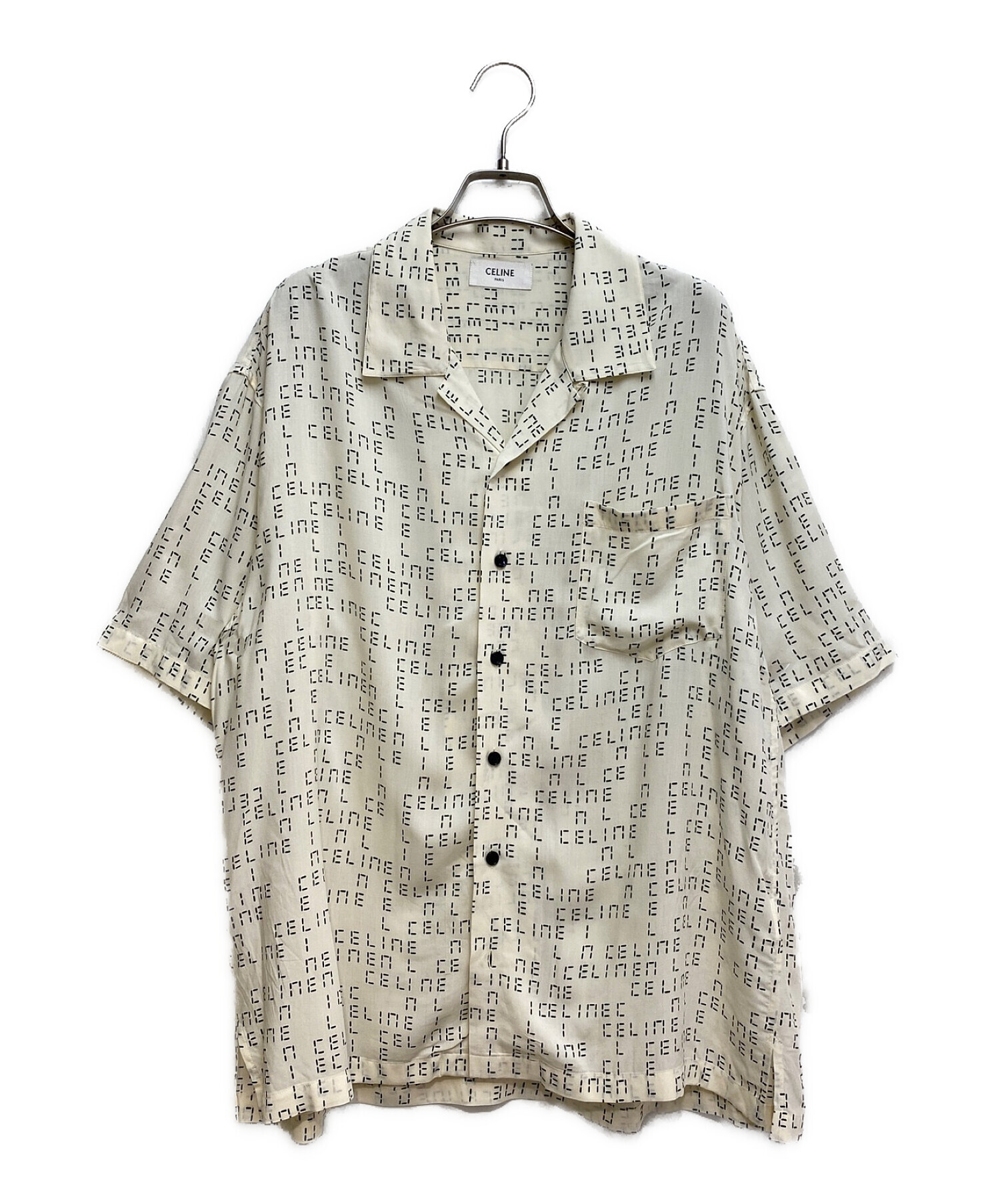 CELINE (セリーヌ) デジタルプリントルーズフィットハワイアンシャツ （Digital Logo Loose Fit Hawaiian  Shirt） アイボリー サイズ:36