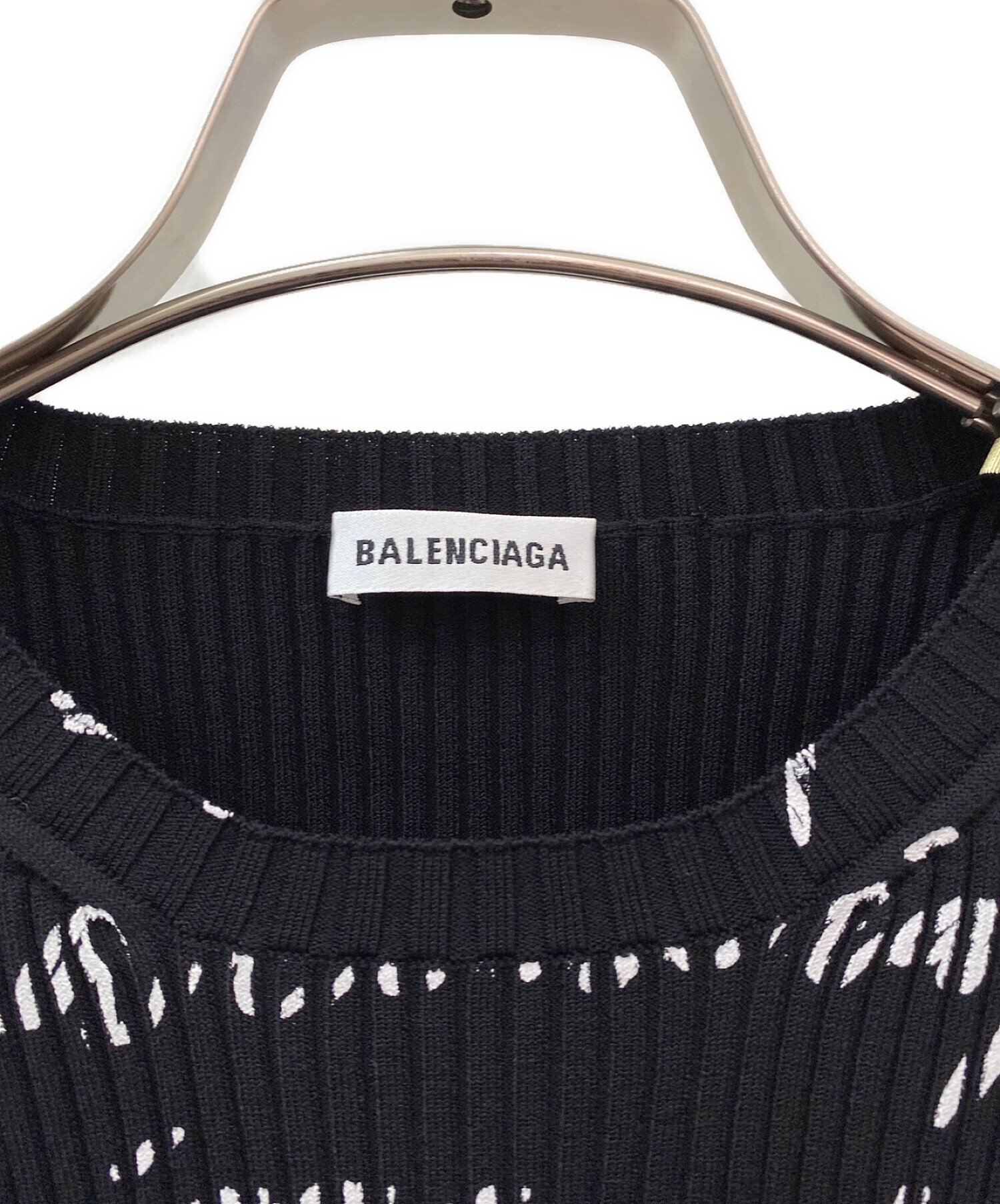 BALENCIAGA (バレンシアガ) ロゴ総柄ニット ブラック サイズ:S