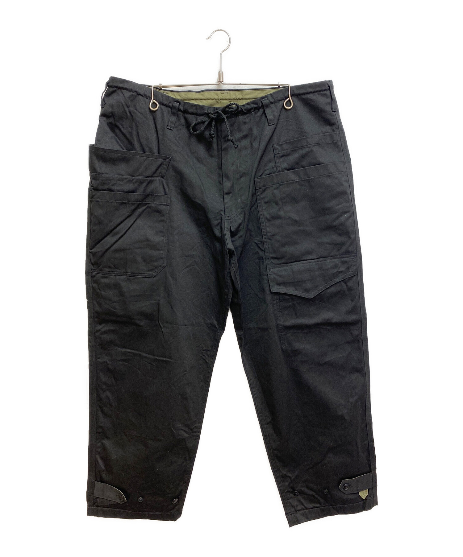 WILDSIDE YOHJI YAMAMOTO (ワイルドサイド ヨウジ ヤマモト) Cotton Chino Asymmetry Pocket  Drawstring Pants ブラック サイズ:3