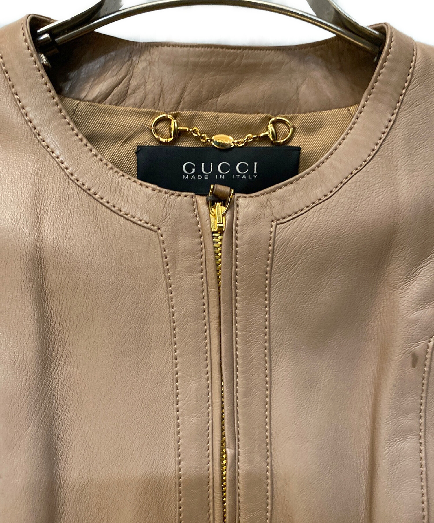 中古・古着通販】GUCCI (グッチ) ベルトループ付きレザージャケット