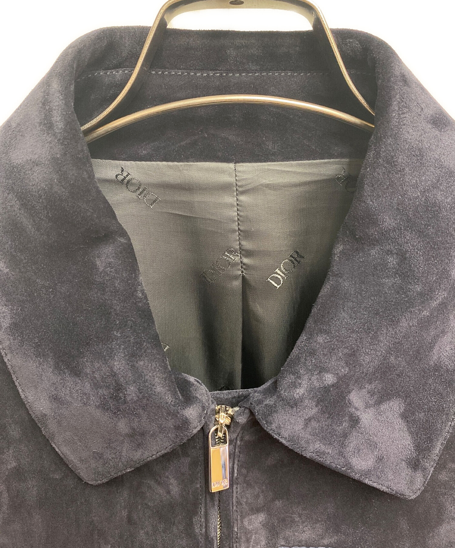 Dior (ディオール) 23AW スウェードレザージャケット ネイビー サイズ:50