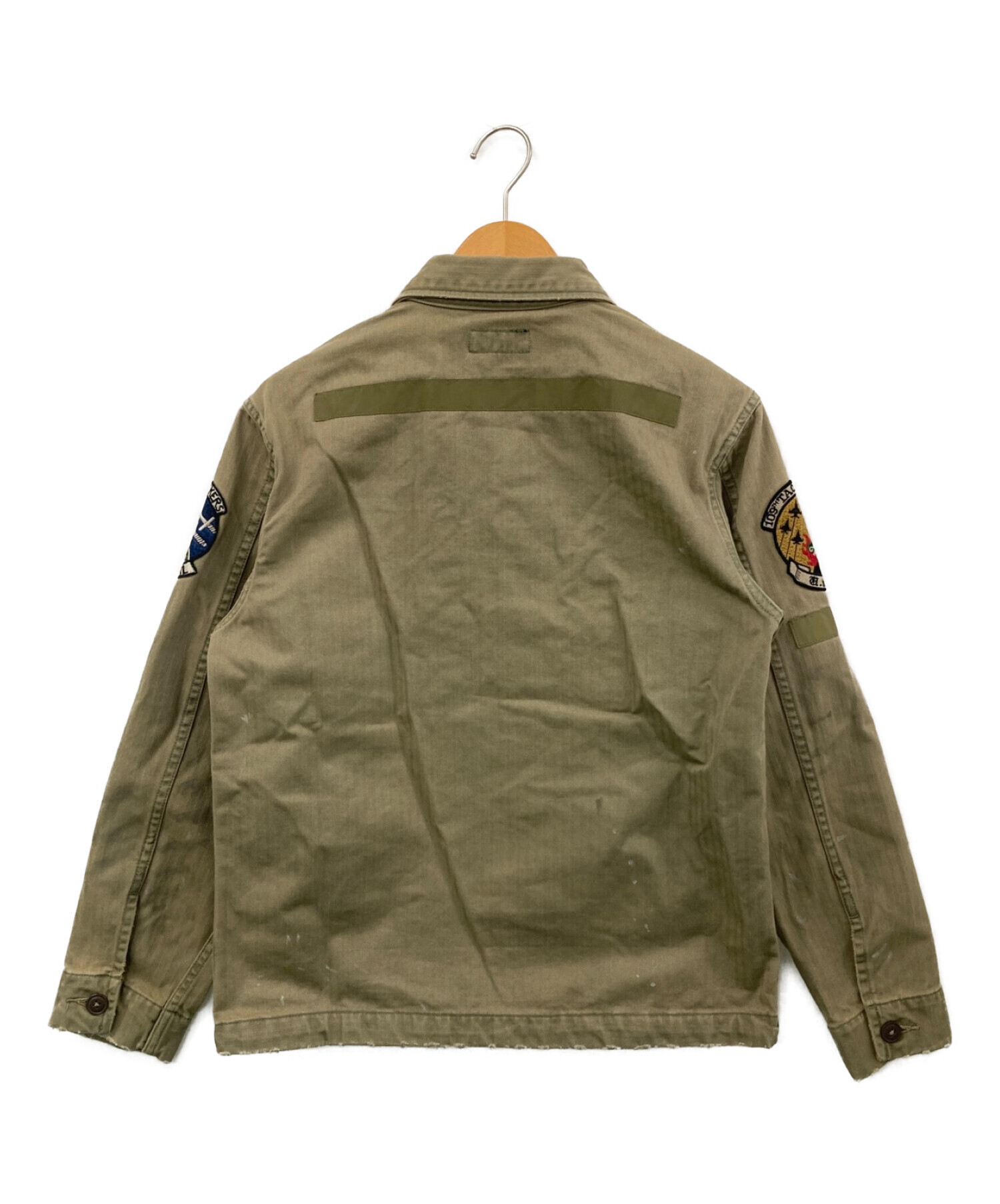 POLO RALPH LAUREN (ポロ・ラルフローレン) DISTRESSED EMBROIDERED MILITARY OVERSHIRT  カーキ サイズ:XS