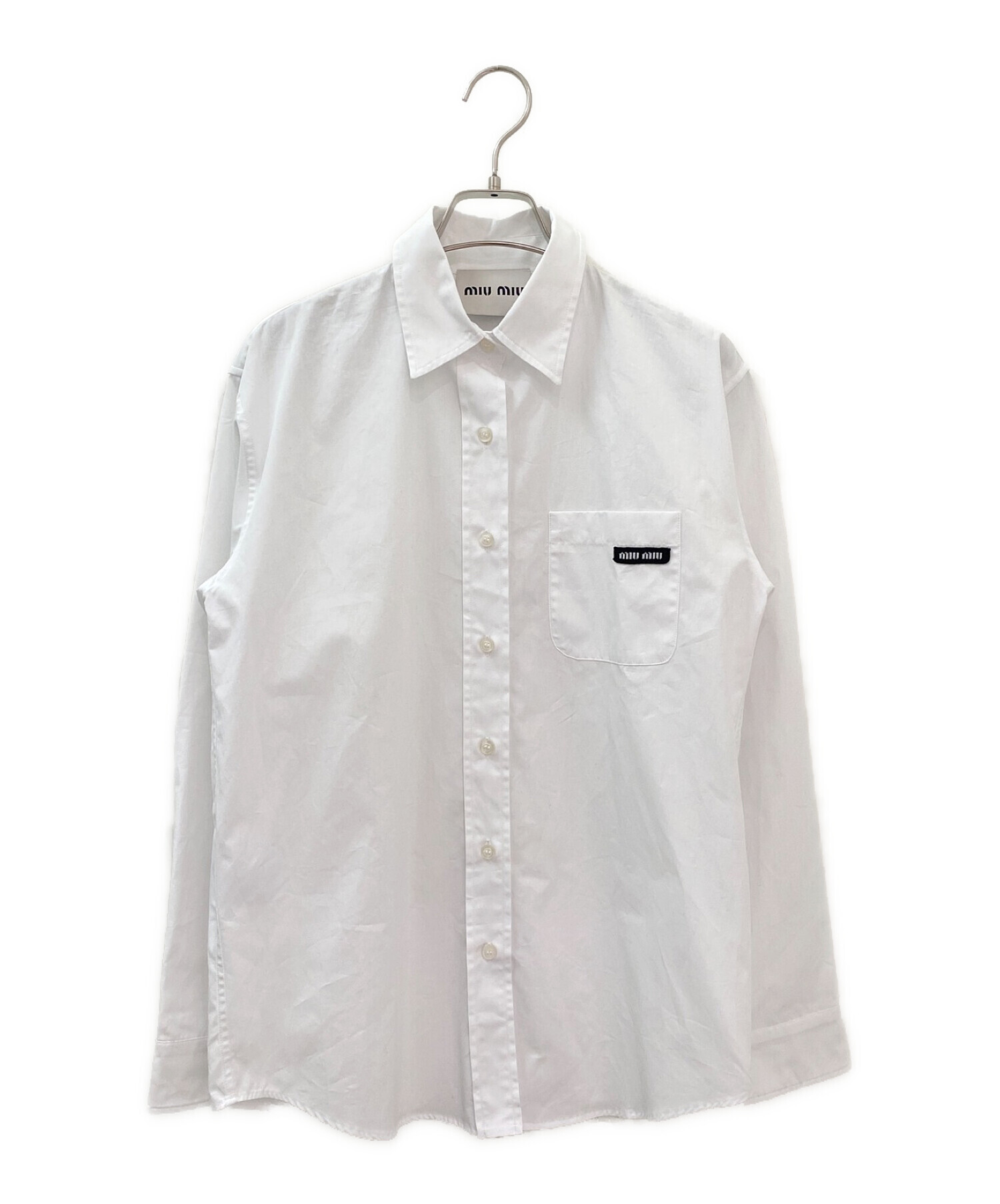 20年 ミュウミュウ 襟 レース 半袖 シャツ ロゴ 白 ホワイト MJN237柔軟剤の匂いが少しあります