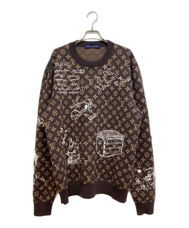 LOUIS VUITTON (ルイ ヴィトン) 23AW モノグラムエンブロイダードニット ブラウン サイズ:Ⅼ