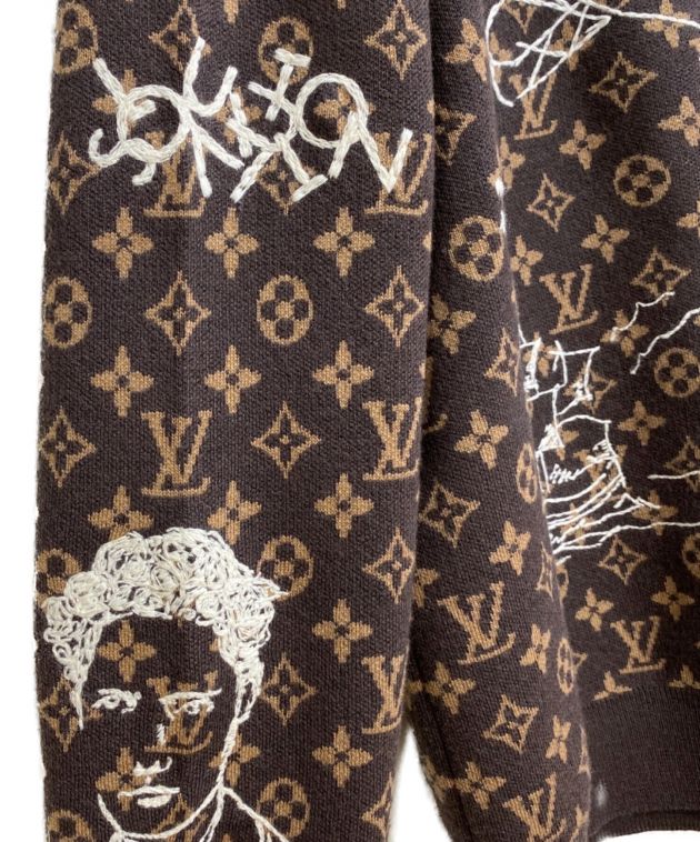 LOUIS VUITTON (ルイ ヴィトン) 23AW モノグラムエンブロイダードニット ブラウン サイズ:Ⅼ