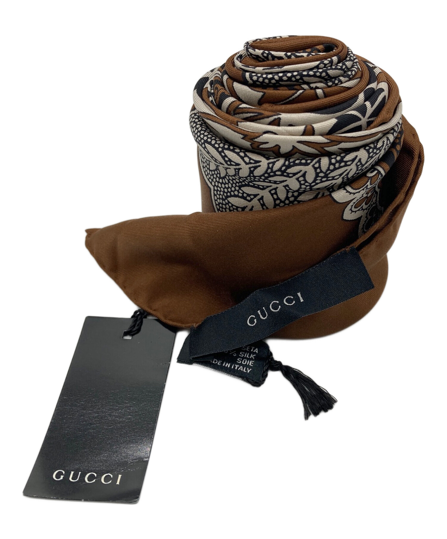 中古・古着通販】GUCCI (グッチ) シルクスカーフ ブラウン 未使用品｜ブランド・古着通販 トレファク公式【TREFAC  FASHION】スマホサイト