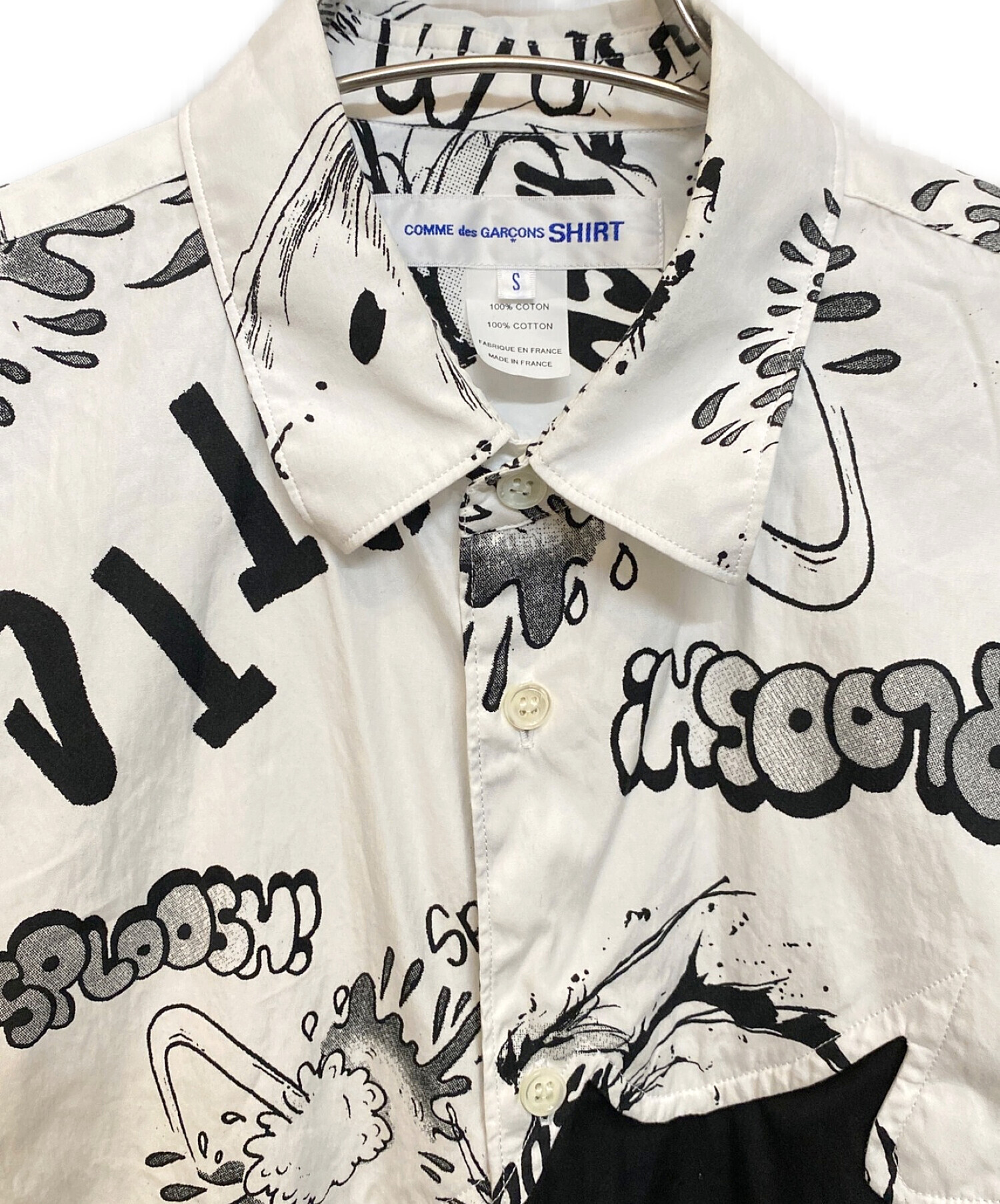 COMME des GARCONS SHIRT (コムデギャルソンシャツ) CHRISTIAN MARCLAY PRINTED SHIRT ホワイト  サイズ:S